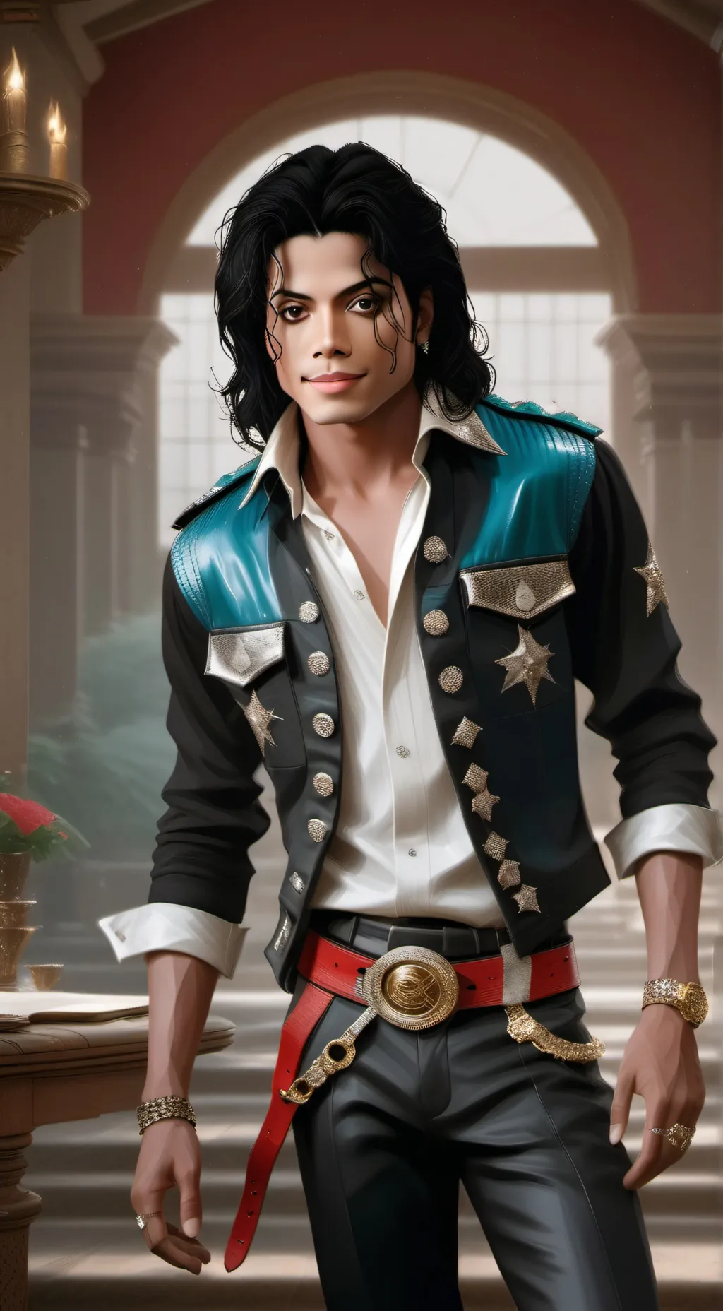 ai character: Michael jackson  background