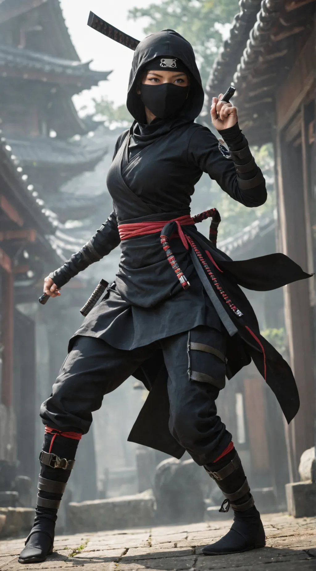 ai character: Ninja girl background