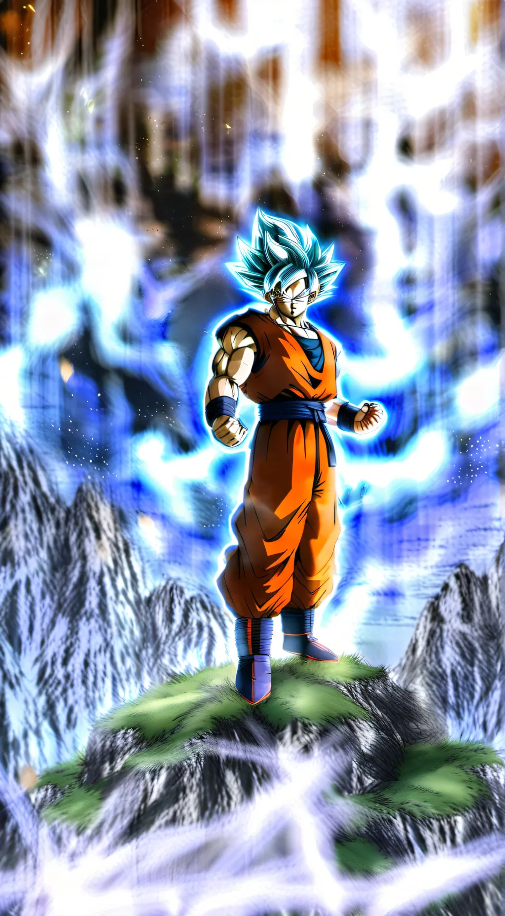 ai character: Goku blue ⛓️‍💥 background