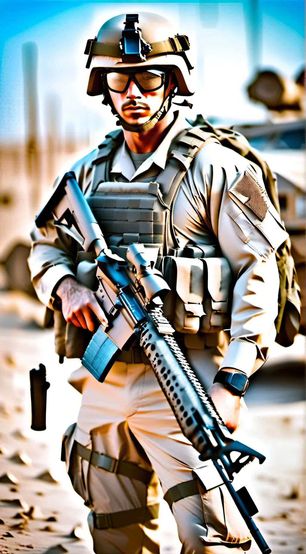 ai character: US Marine Fallujah background