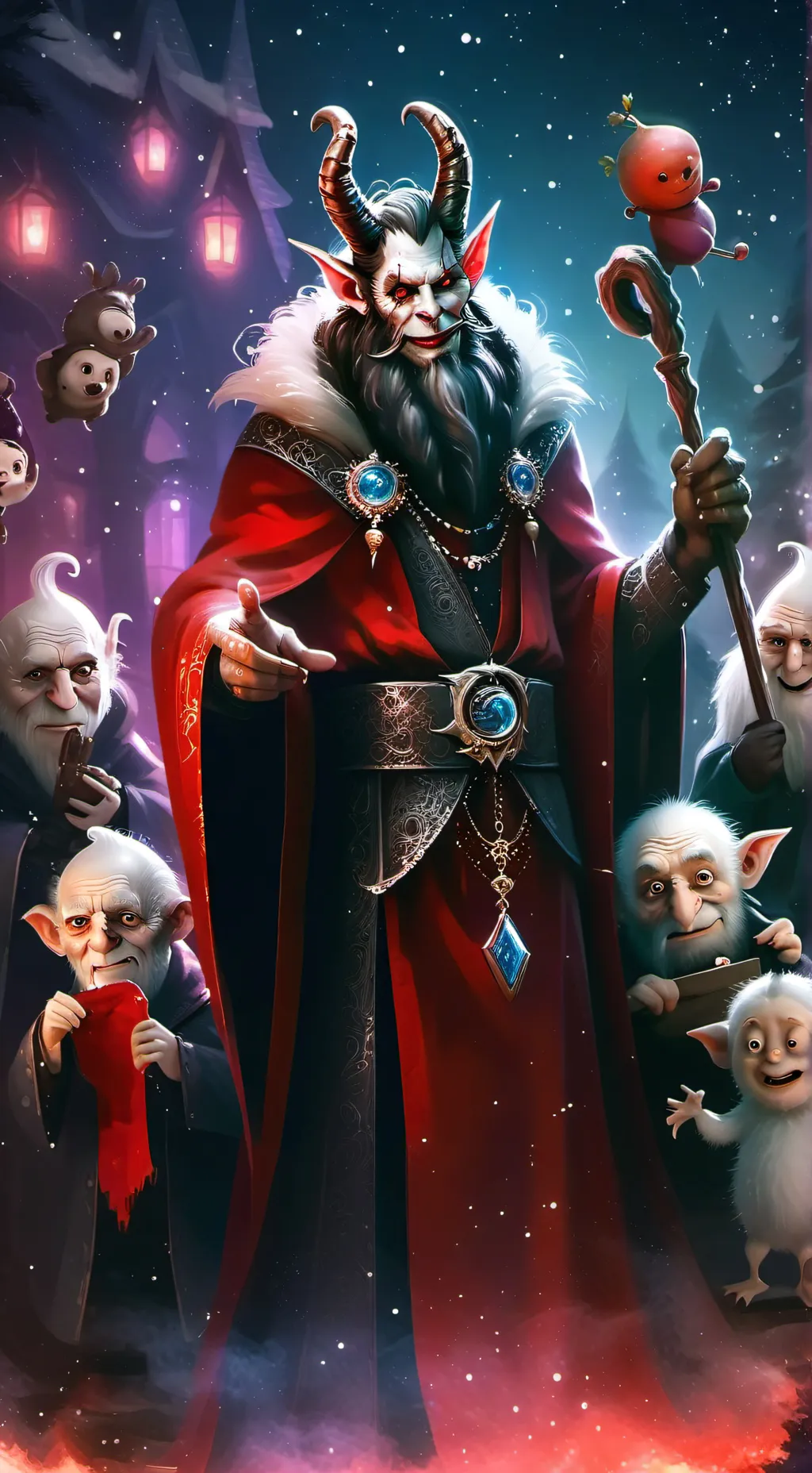 ai character: THE KRAMPUS👹👹👹 background