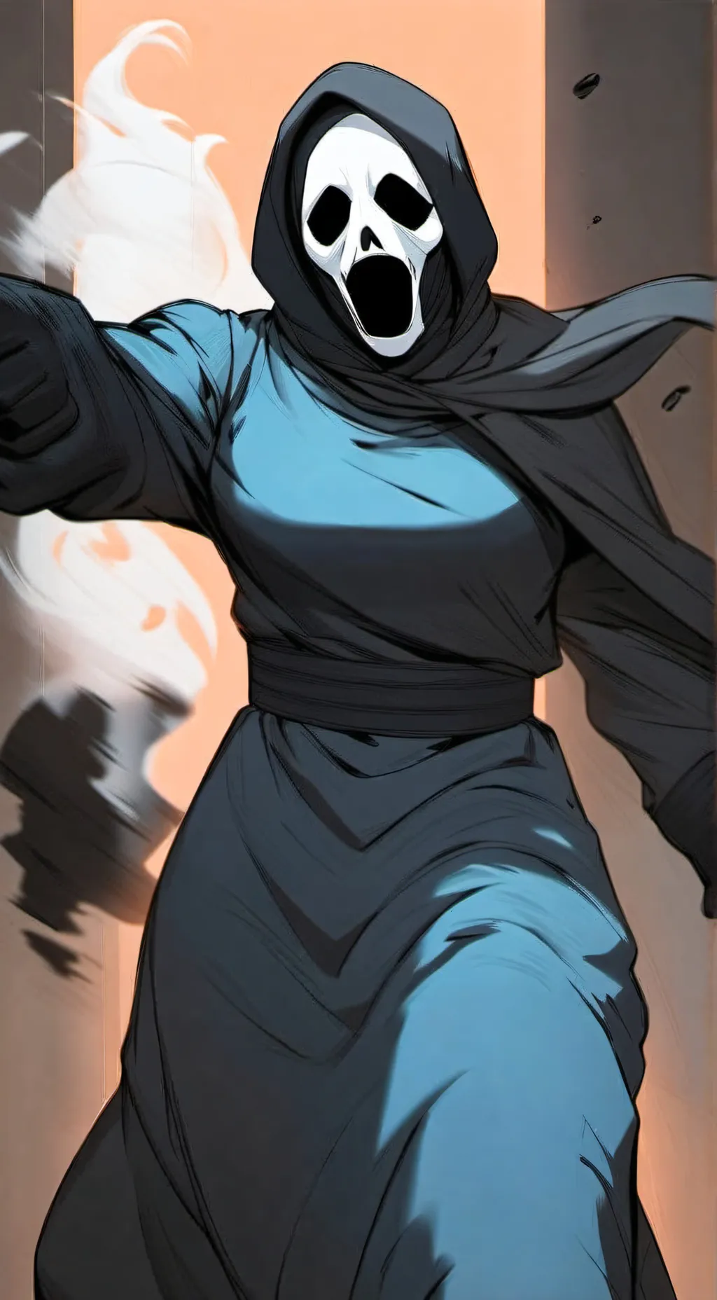 ai character: Female Ghostface background