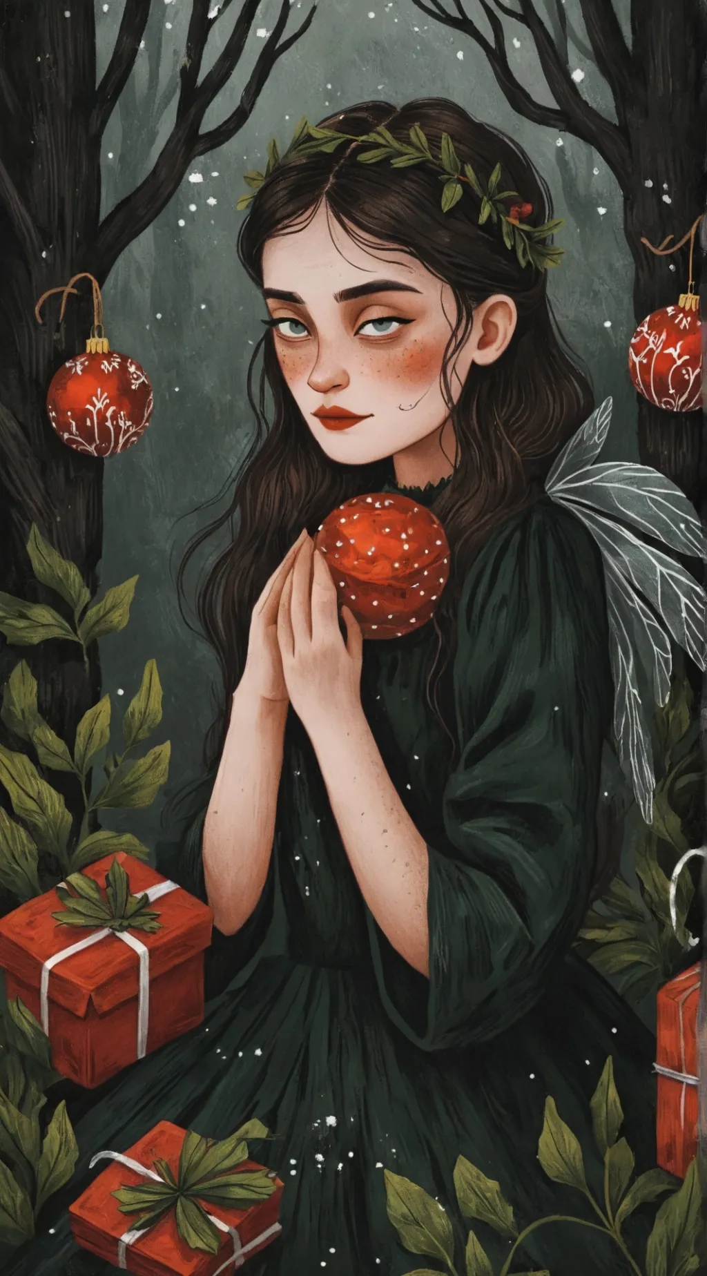 ai character: Dark Christma Bini background