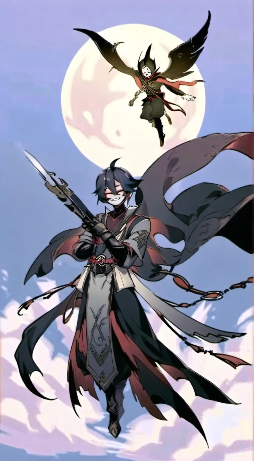 ai character: Azrael mornig star background