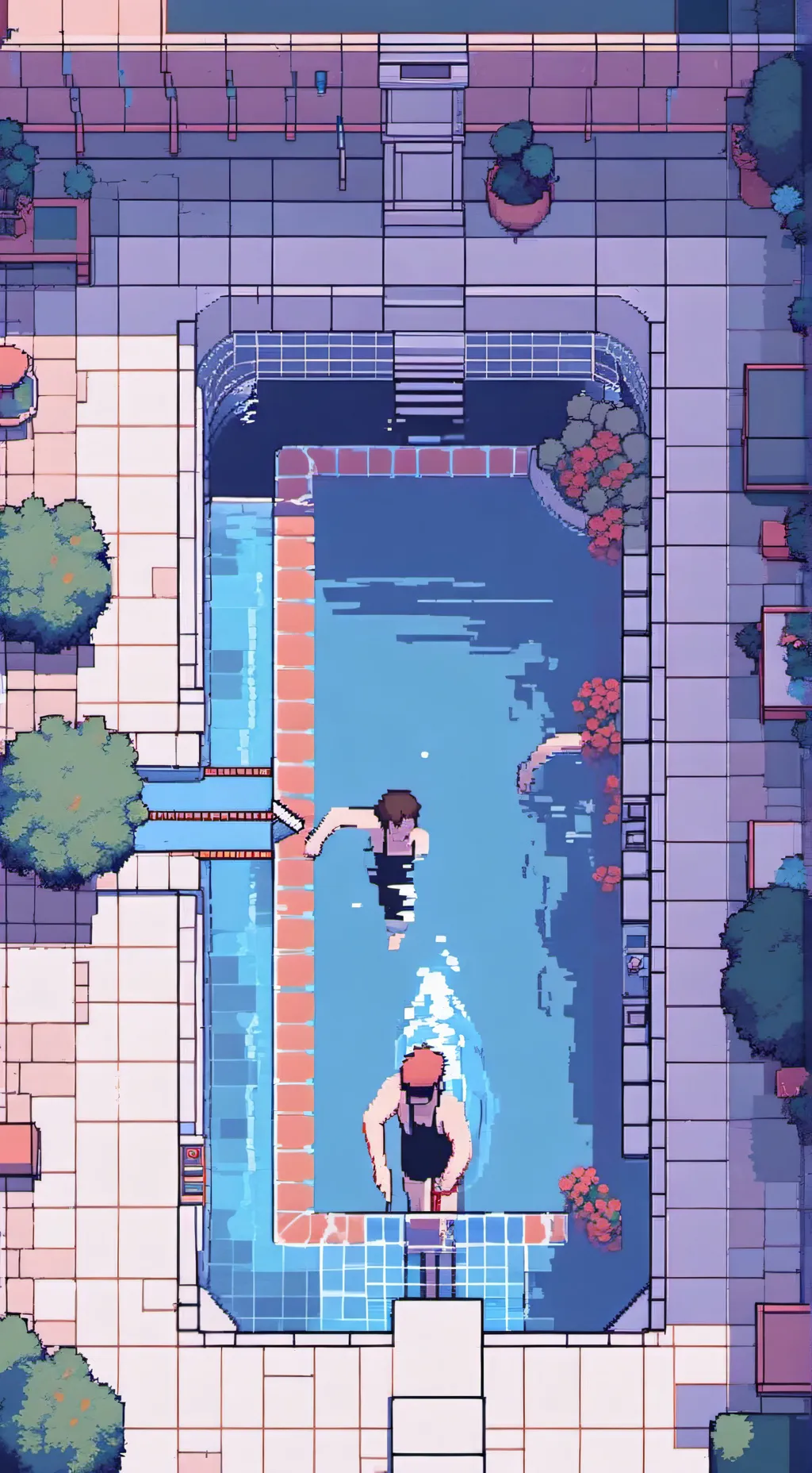 ai character: Mha swimming pool  background