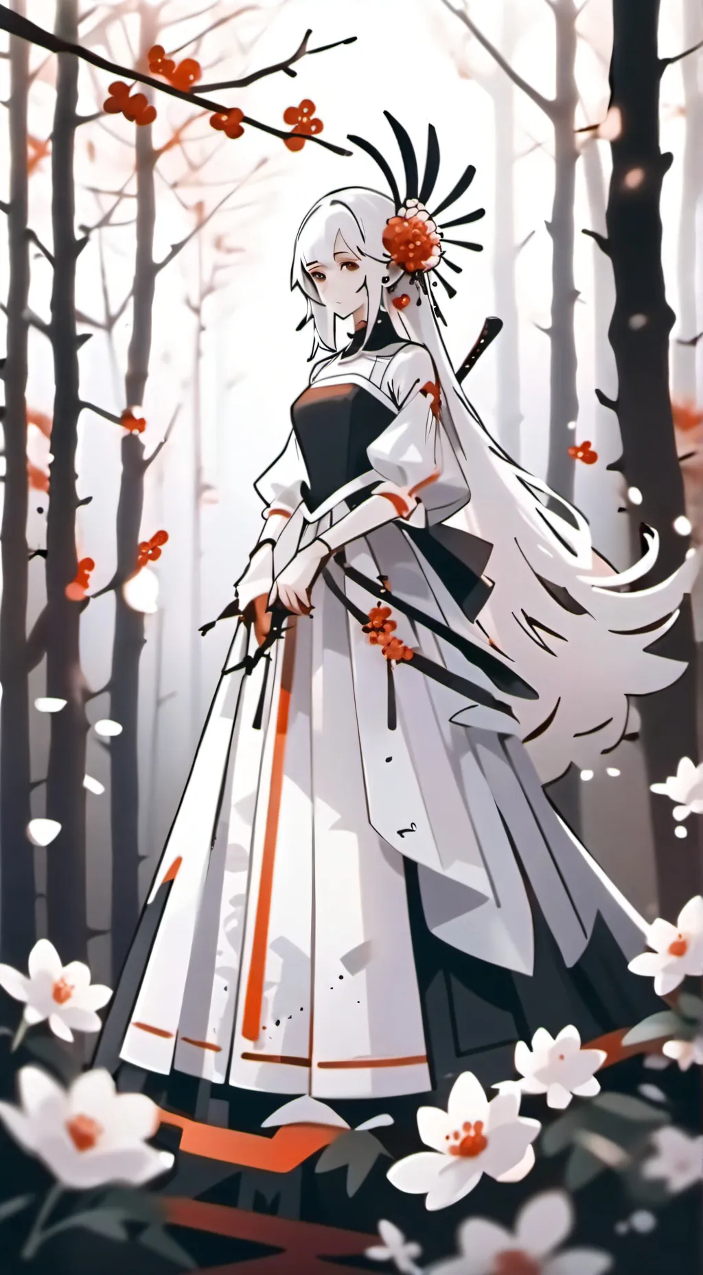 ai character: mujer del bosque background