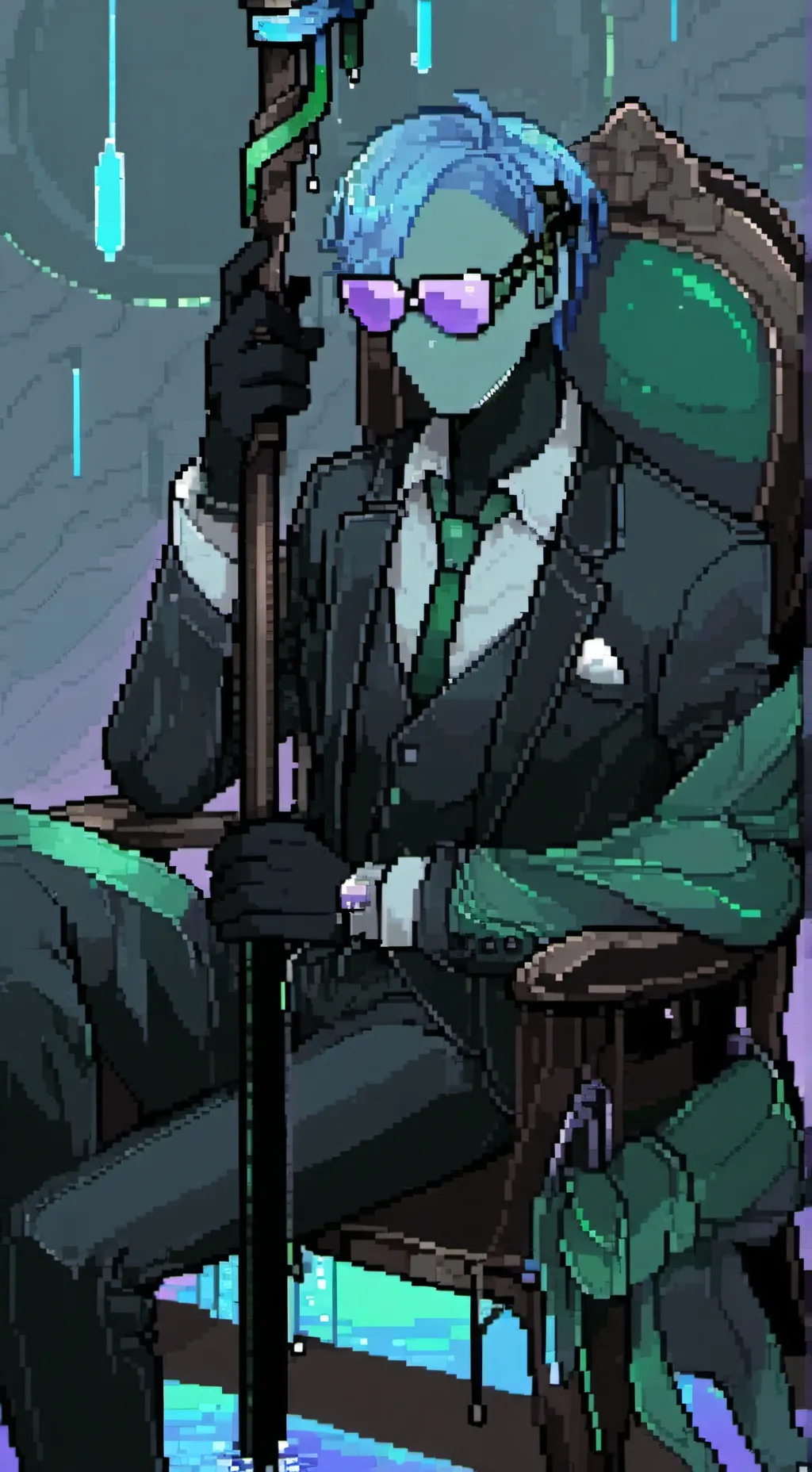 ai character: Green stickman background