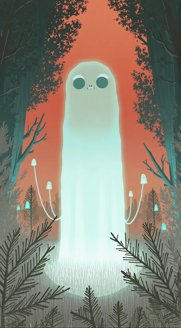 ai character: left in the woods background