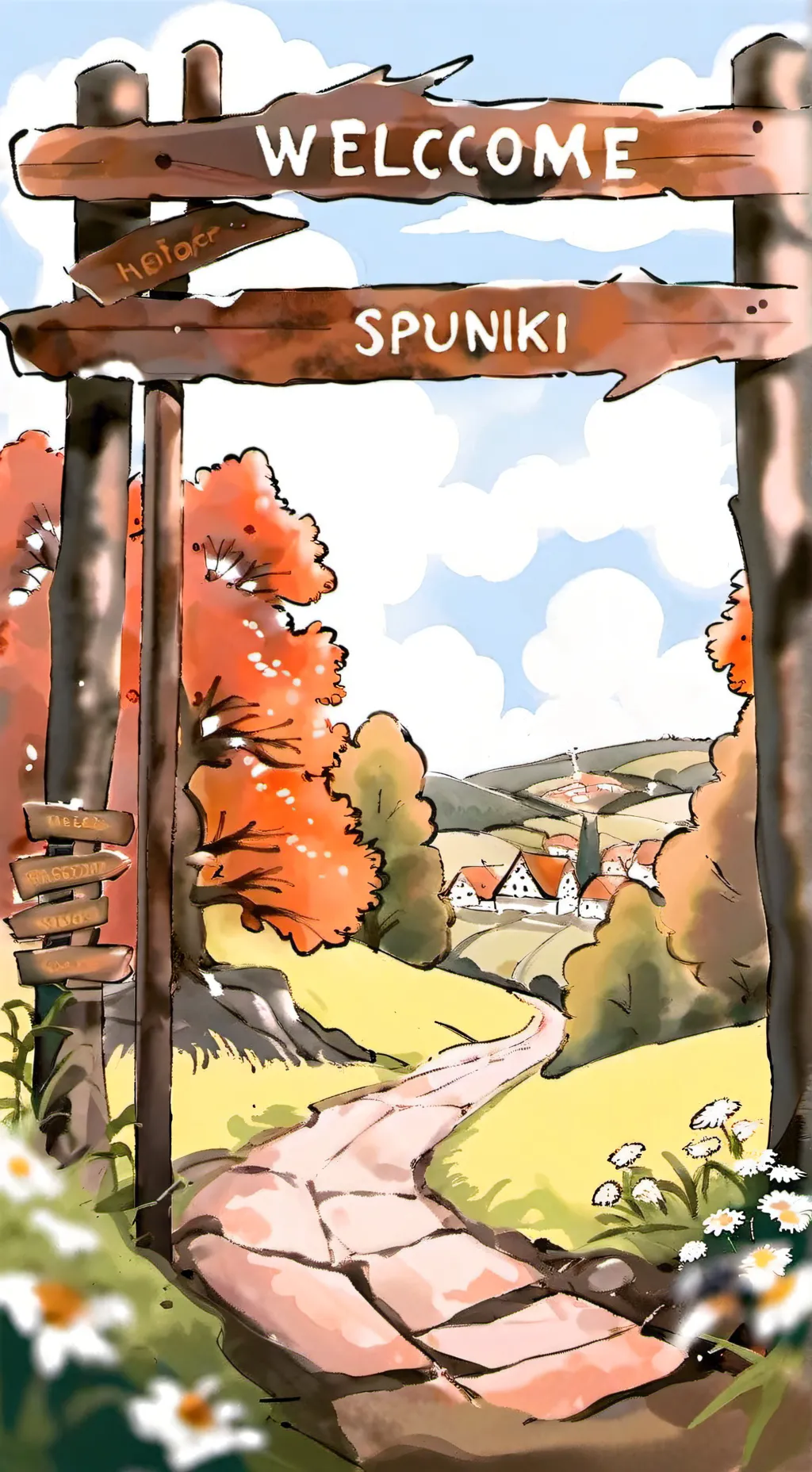 ai character: Sprunki town! background