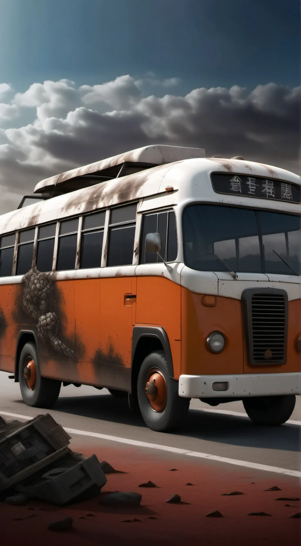 ai character: evacuation bus background
