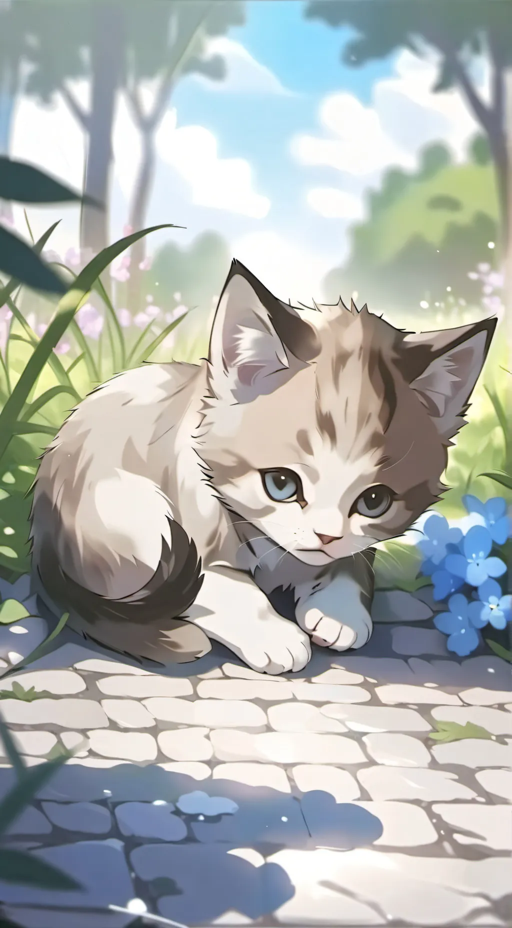 ai character: Stray kitten  background