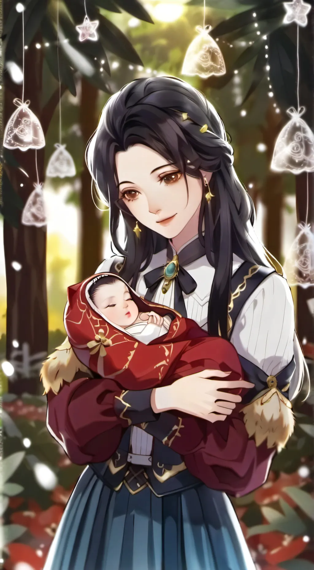 ai character: baby and mam background