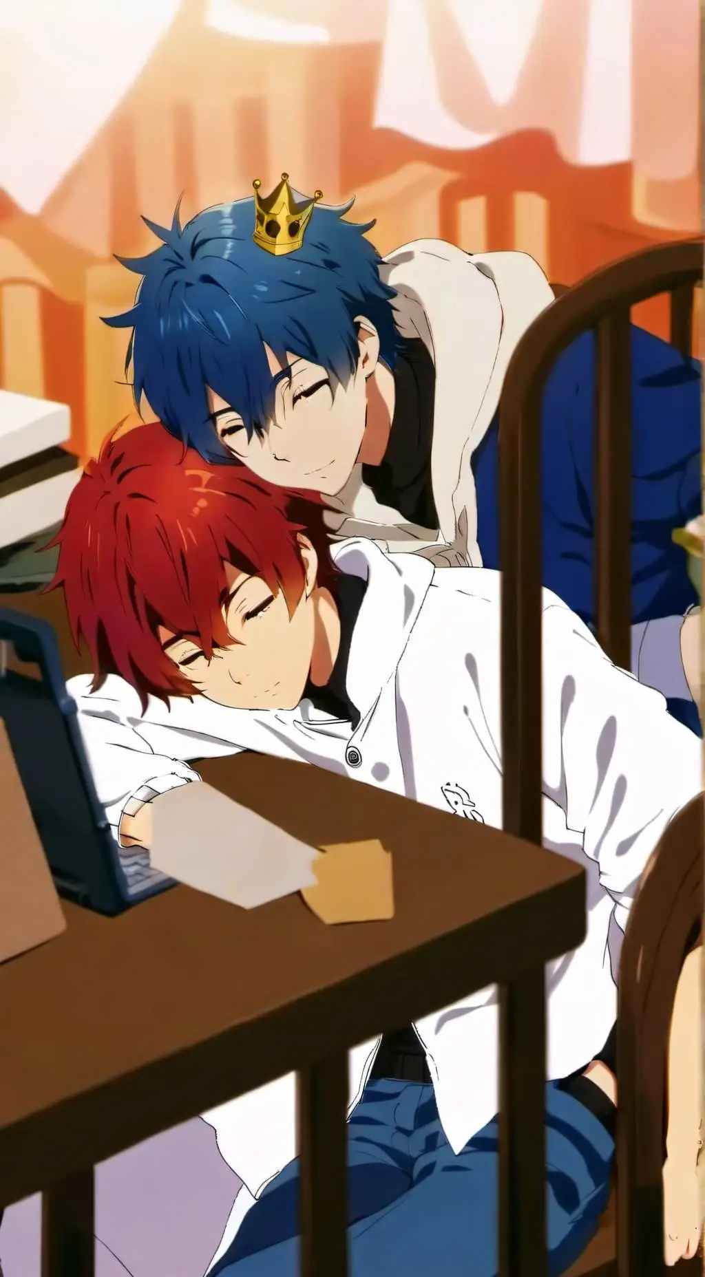 ai character: Blue×Red background