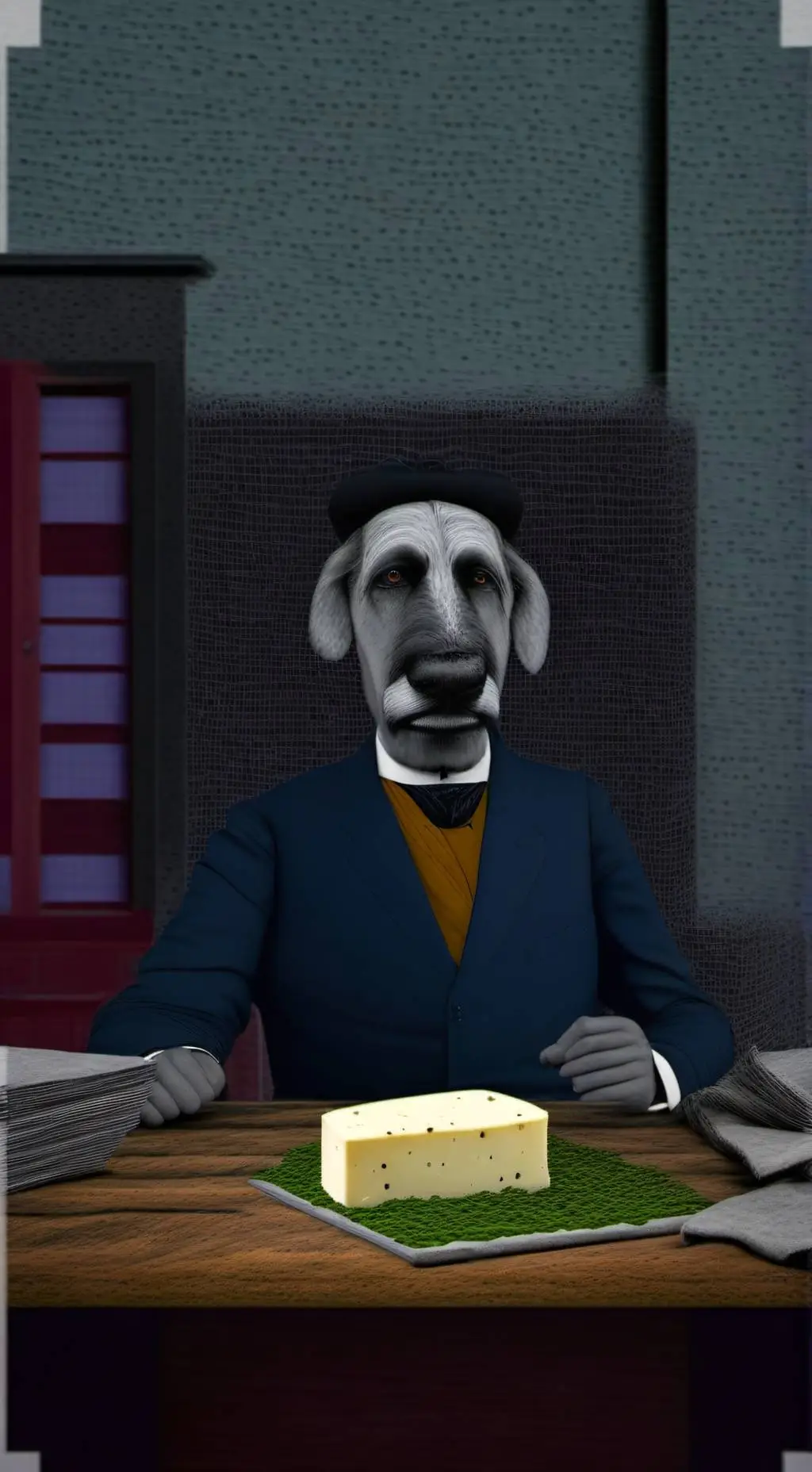 ai character: tío cheese, background