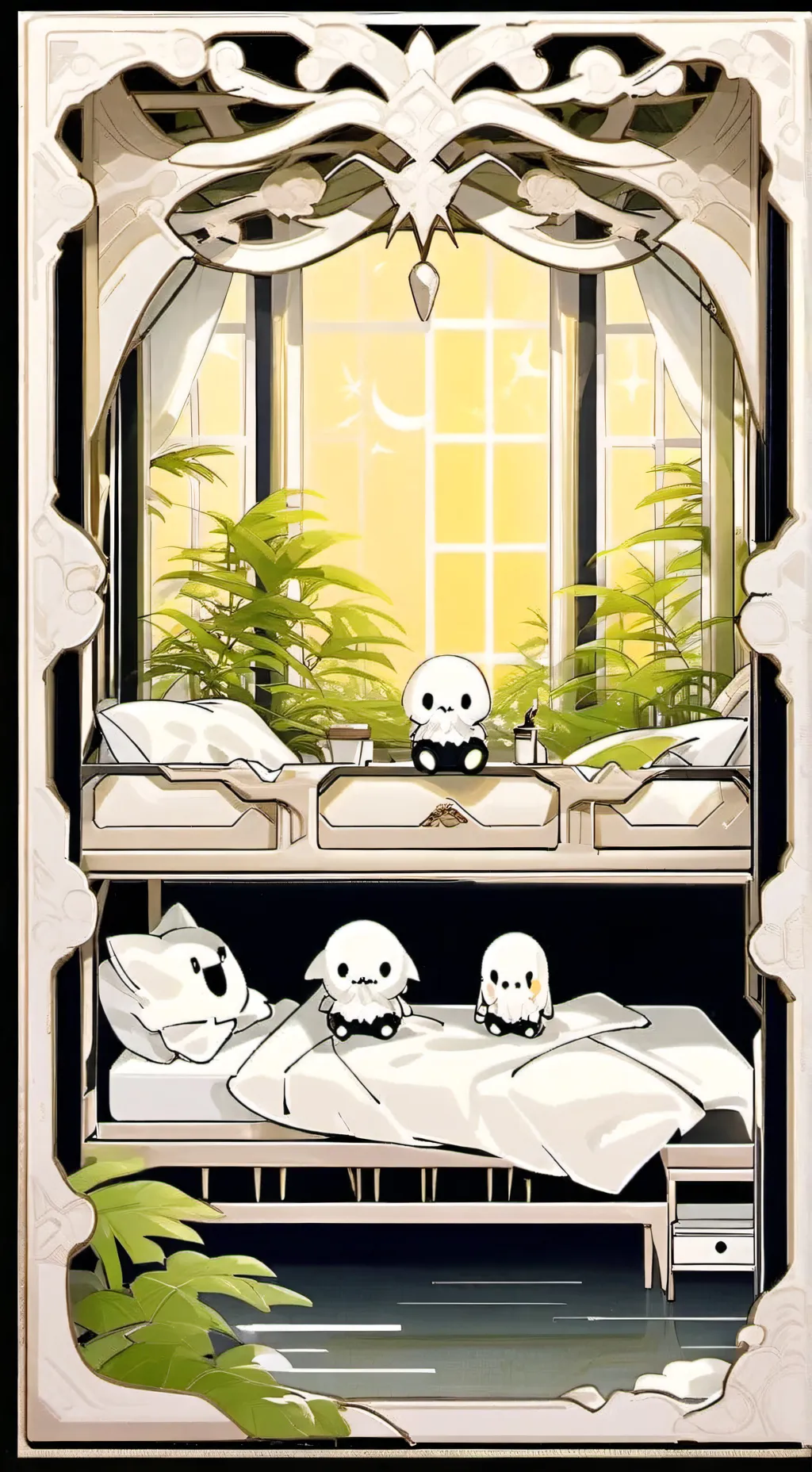 ai character: Shadow under bed background