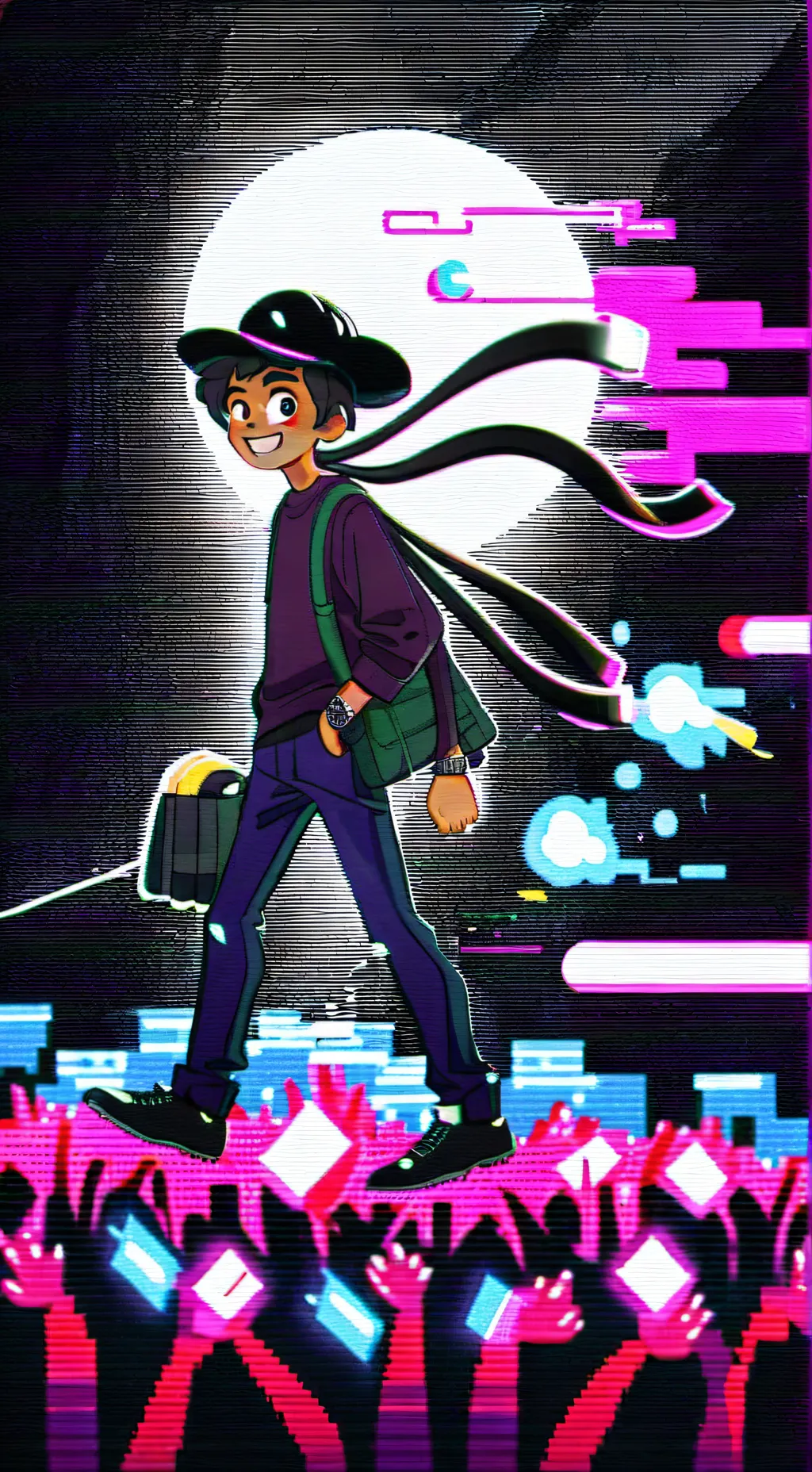 ai character: AMANDA and woolly  background