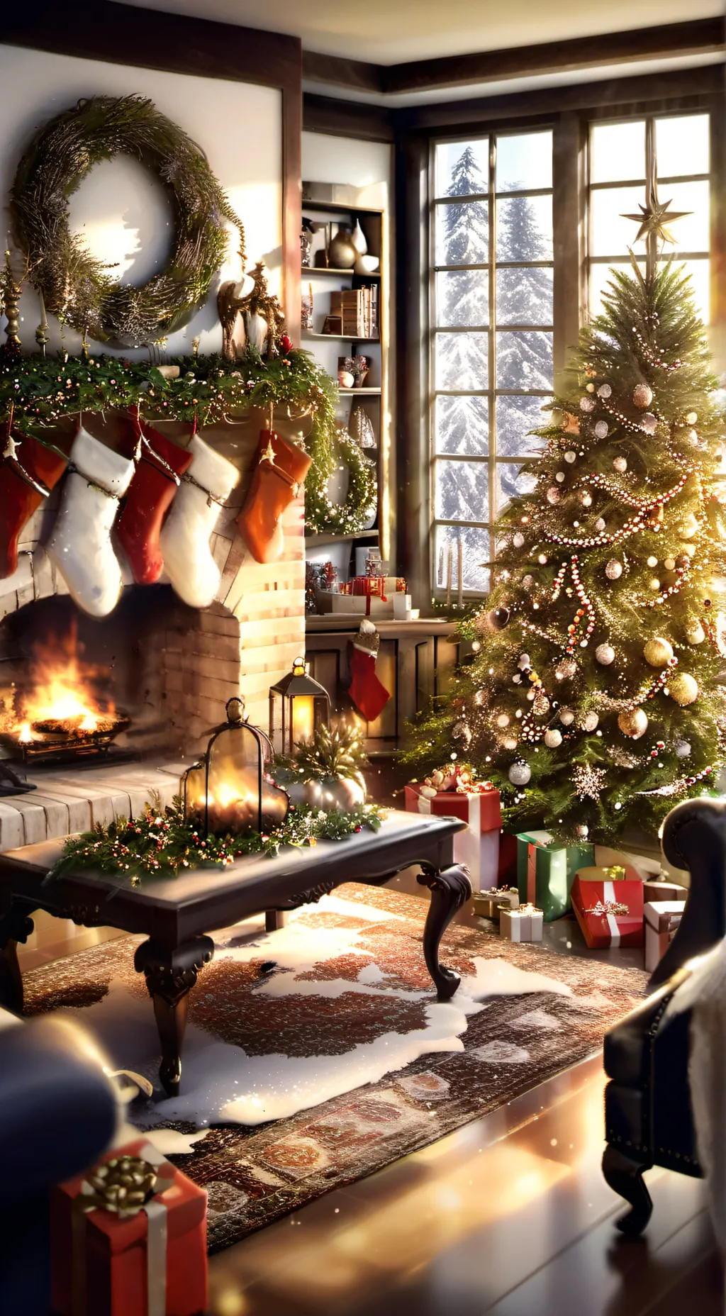 ai character: kny Christmas! background