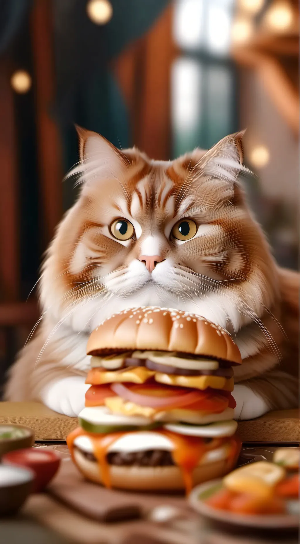 ai character: Cute fat kitty background