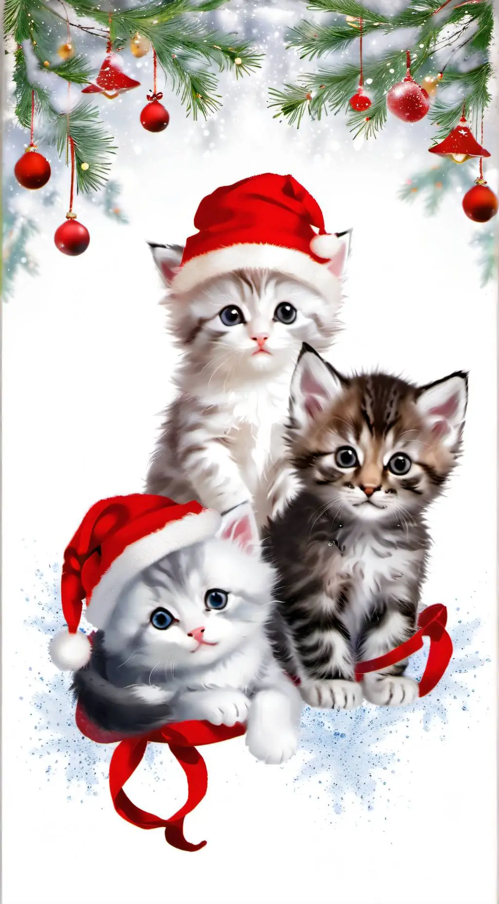 ai character: 3 gatinhos d natal background