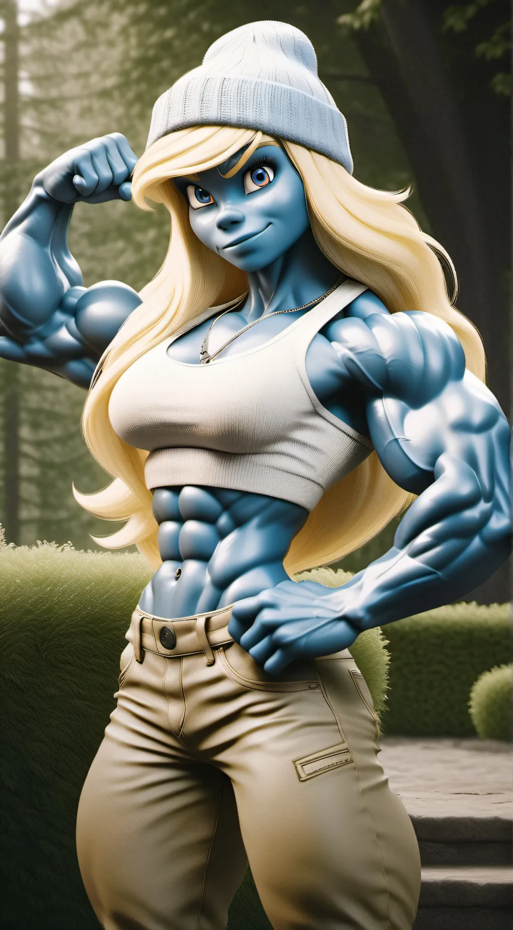 ai character: Smurfette  background