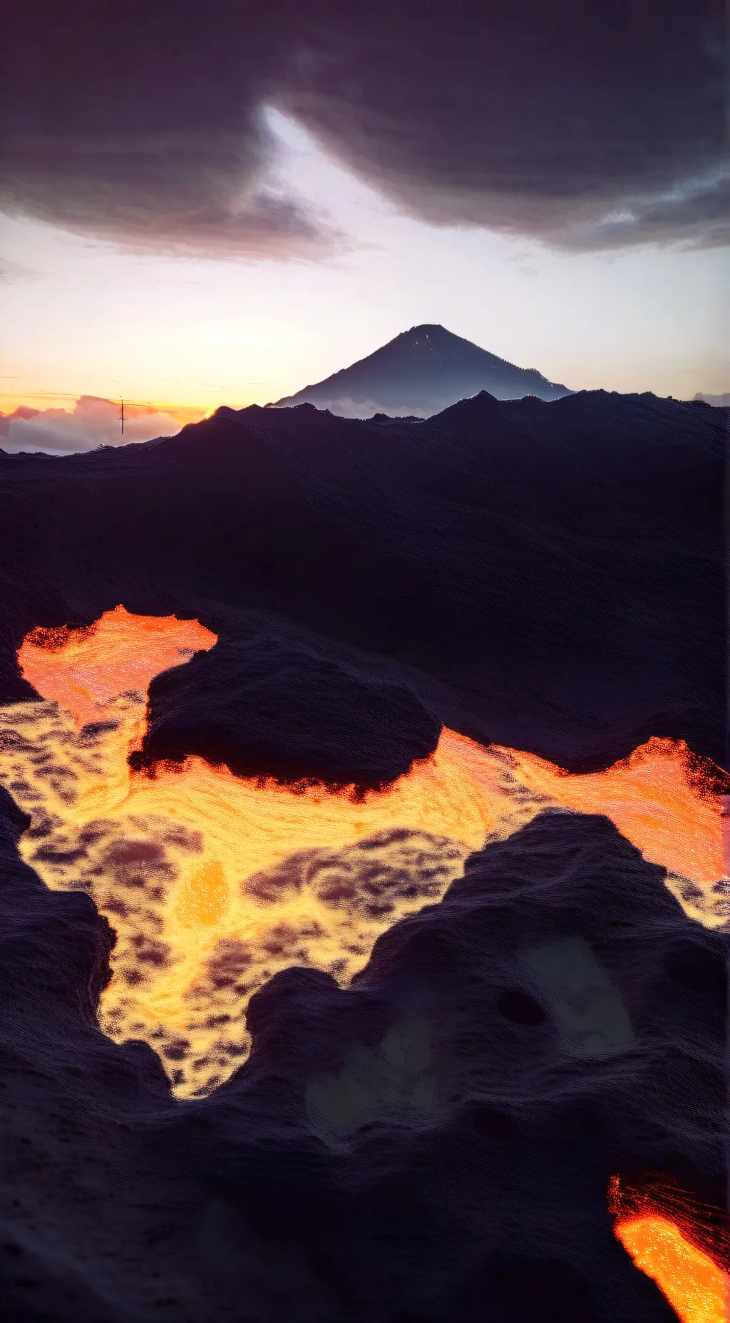 ai character: volcanoes background