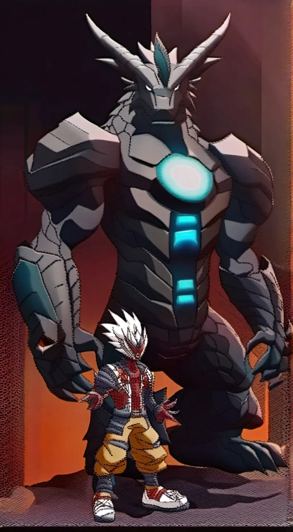 ai character: cyberdramon  background