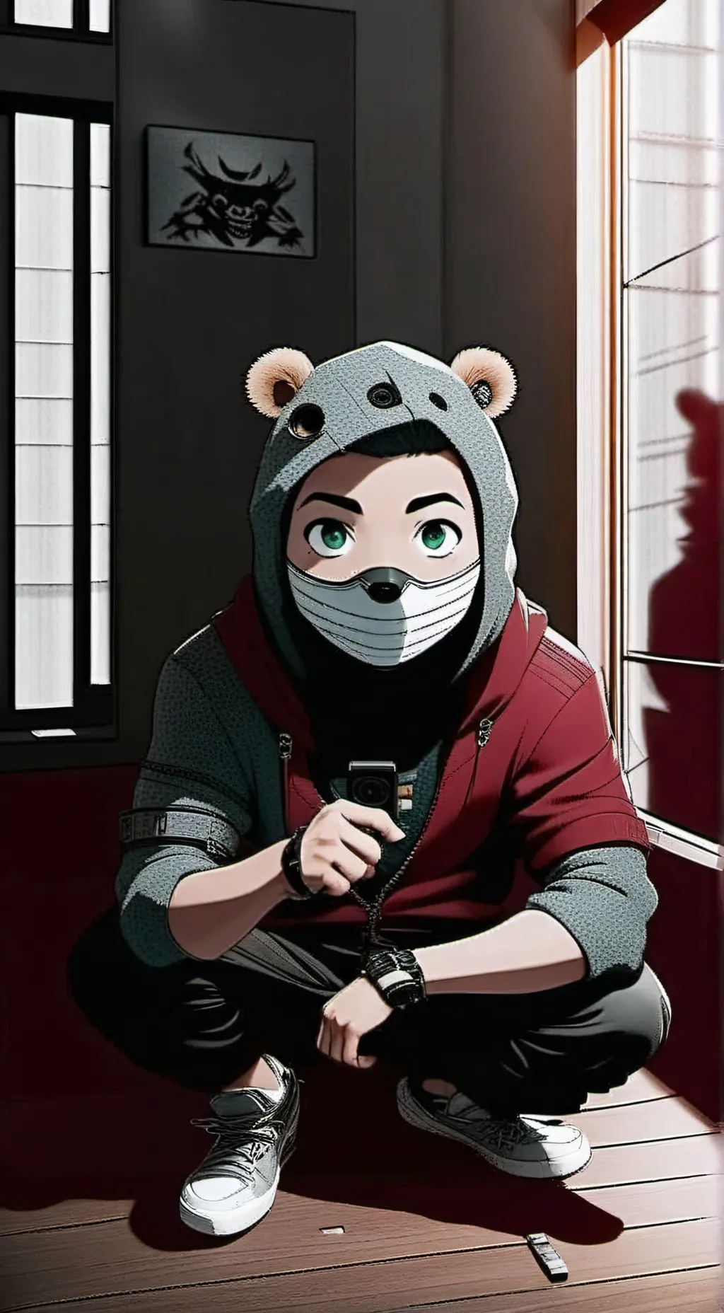 ai character: Ninja Quokka background