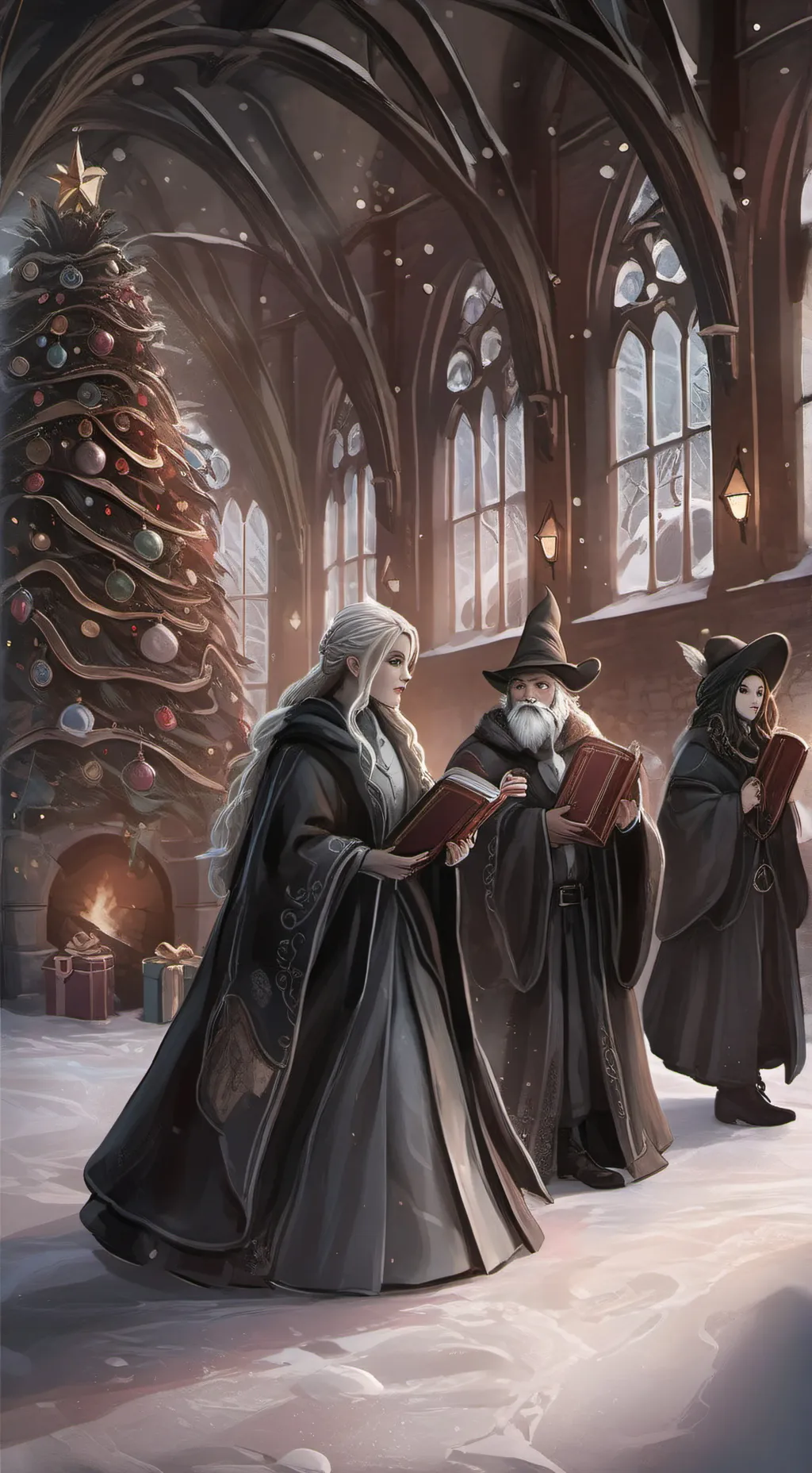 ai character: christmas@hogwarts background