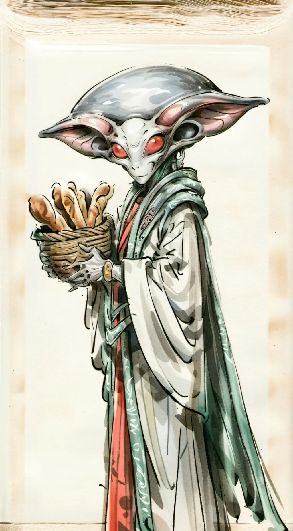 ai character: alien that loves 🍞 background