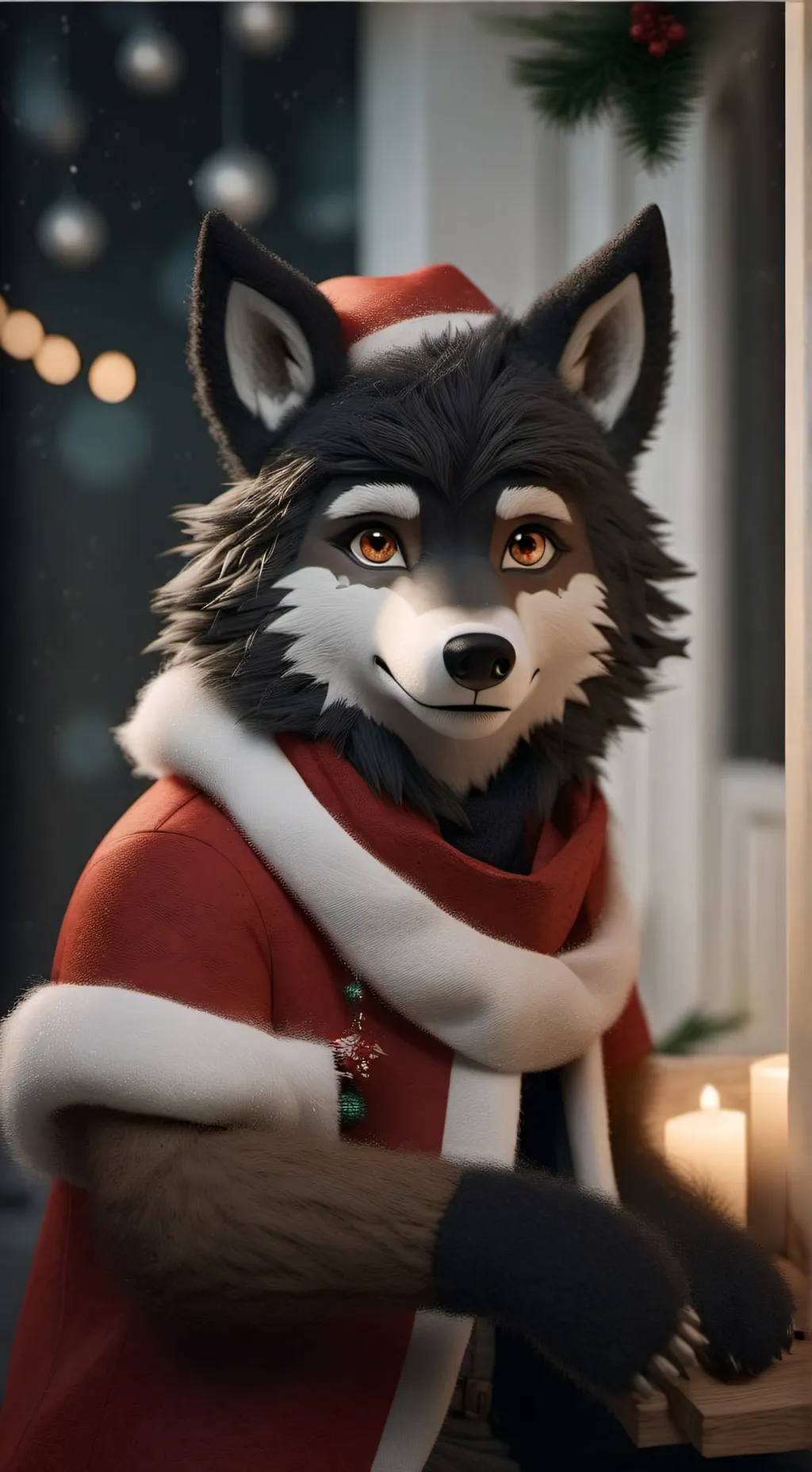 ai character: Christmas shadow  background