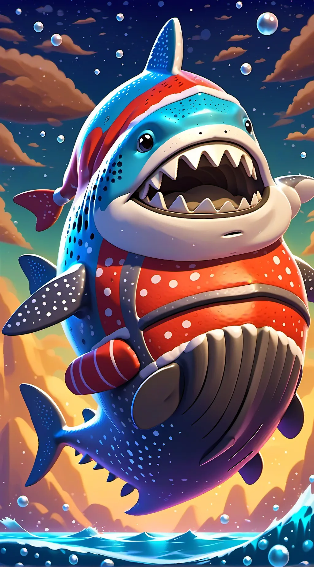 ai character: Santa but whale?!  background
