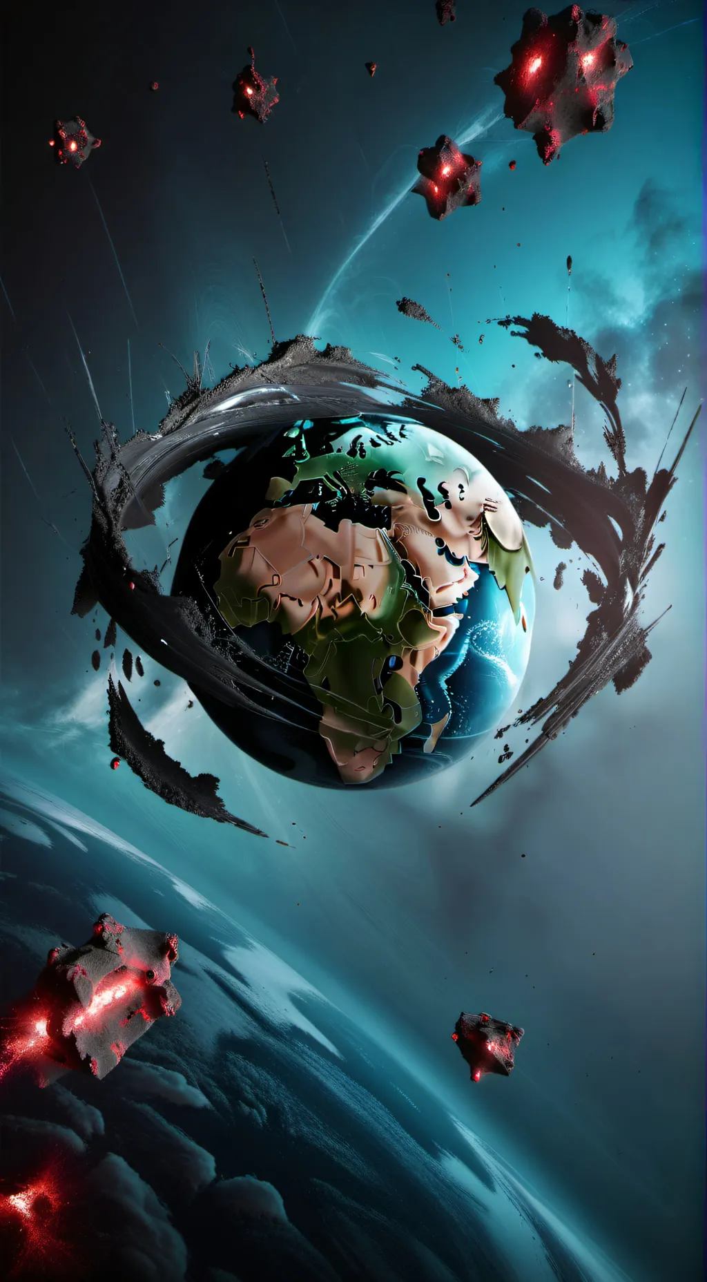 ai character: earth with rings  background