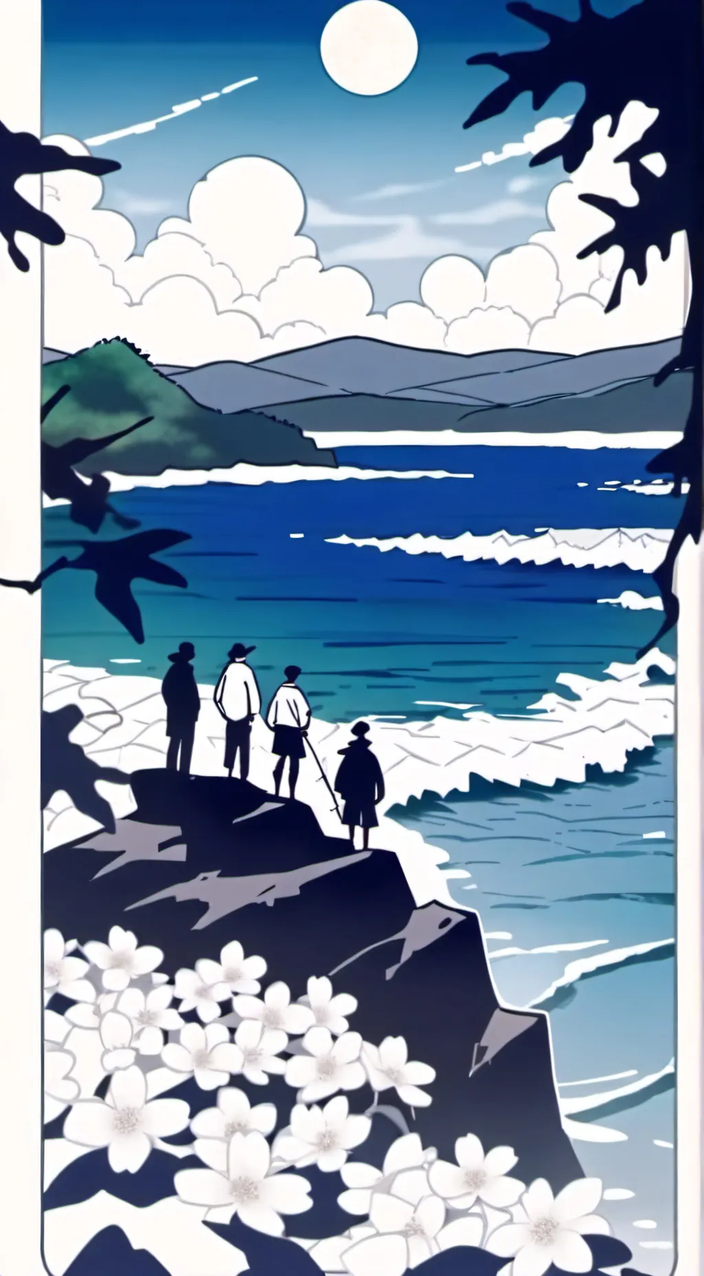 ai character: 3 People stranded background