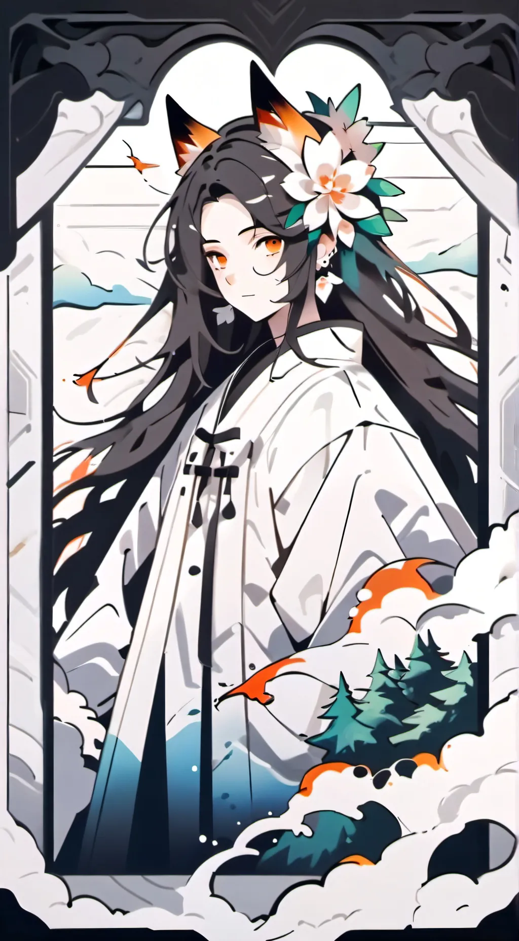 ai character: Cat girl  background