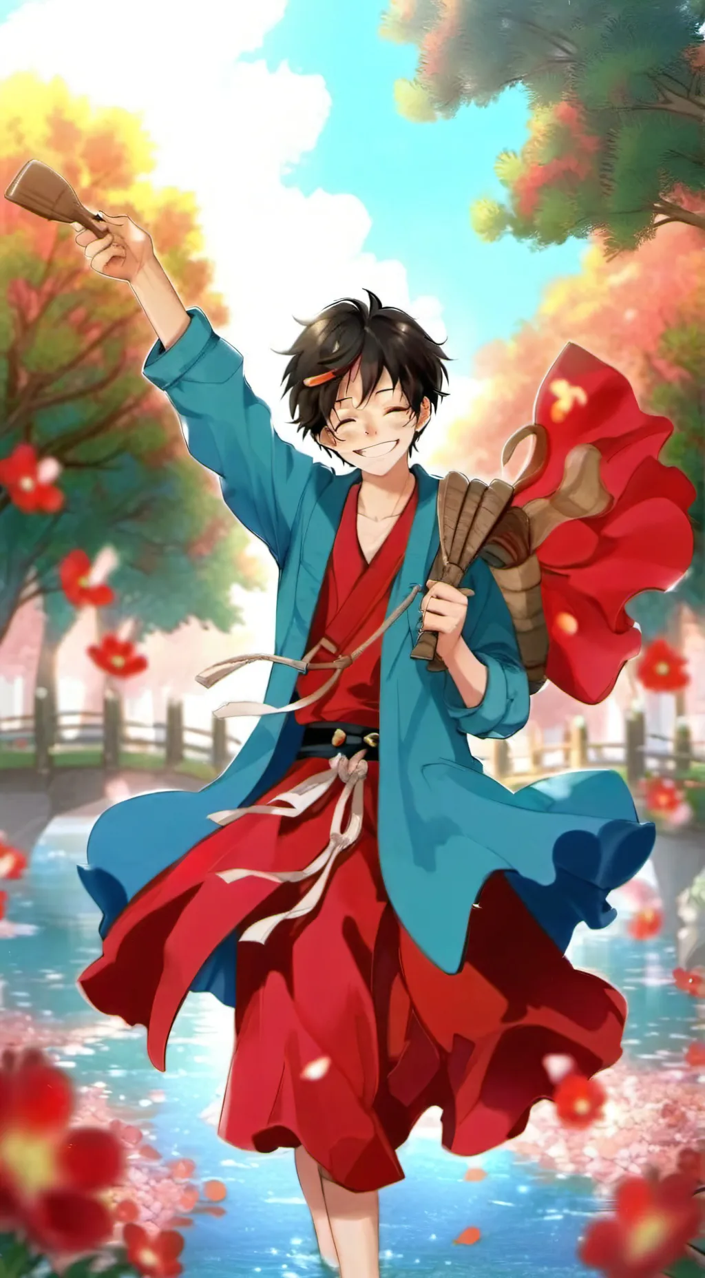 ai character: luffy ❤️ background