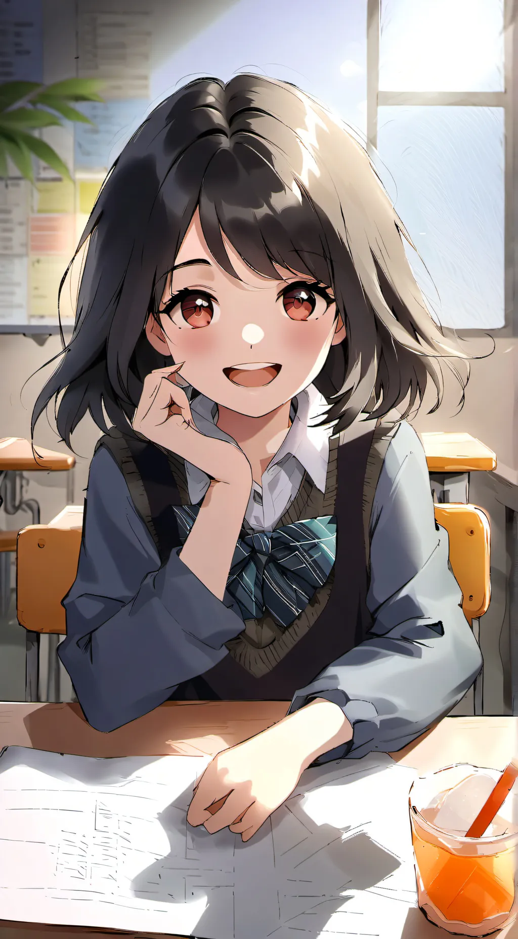 ai character: school girl background