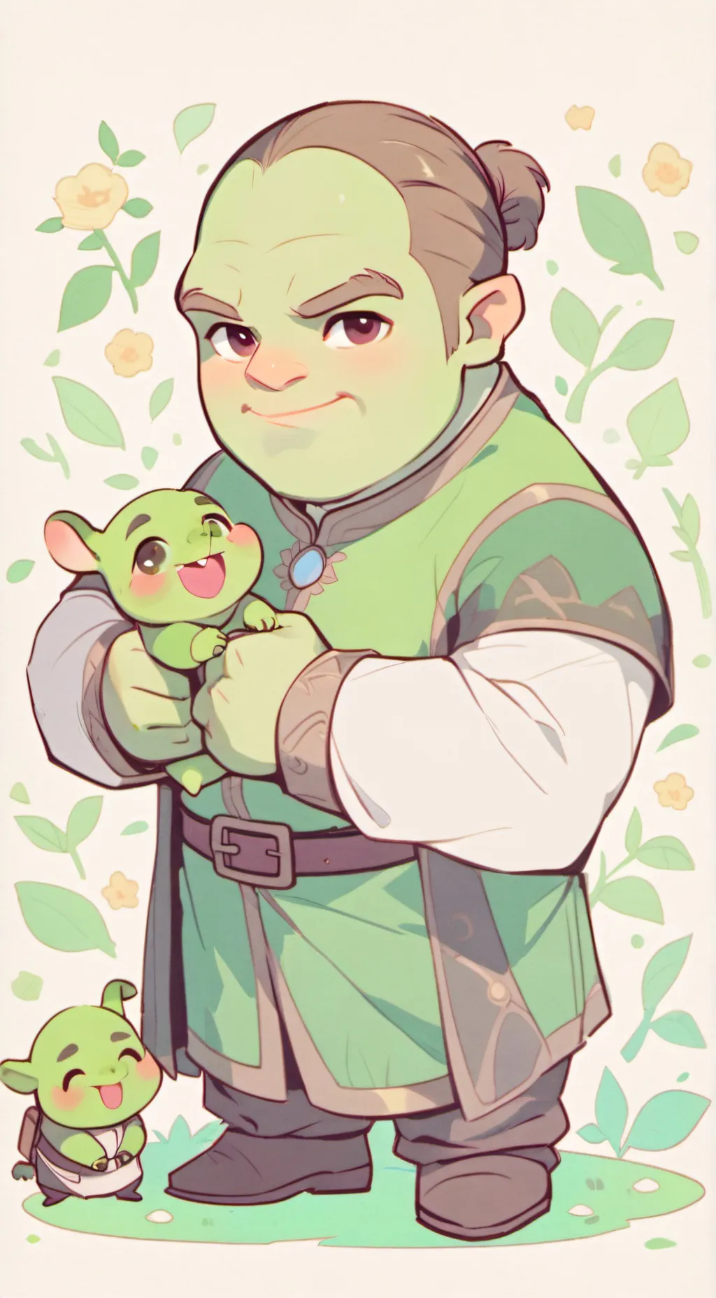 ai character: shrek. background