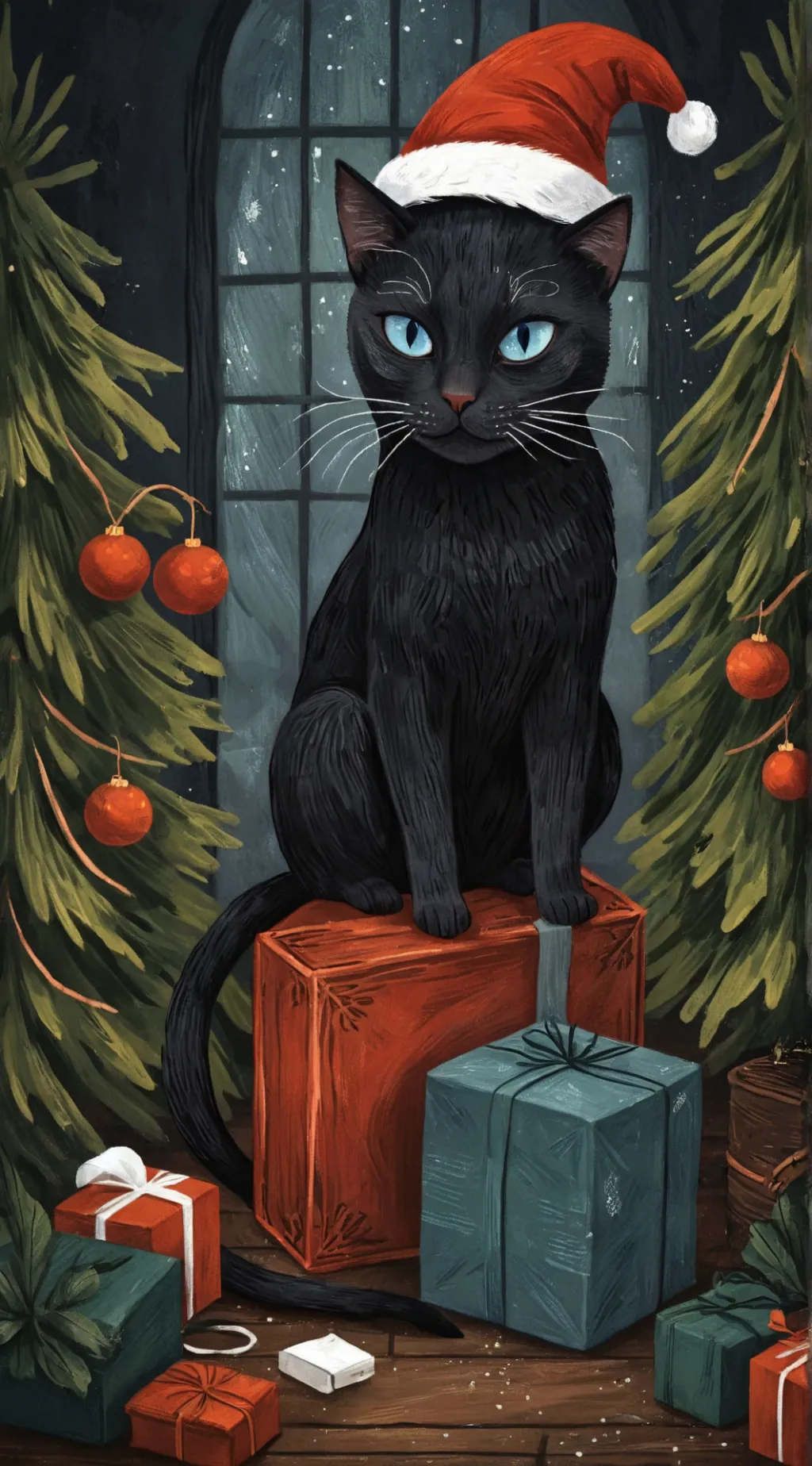 ai character: santa cat background