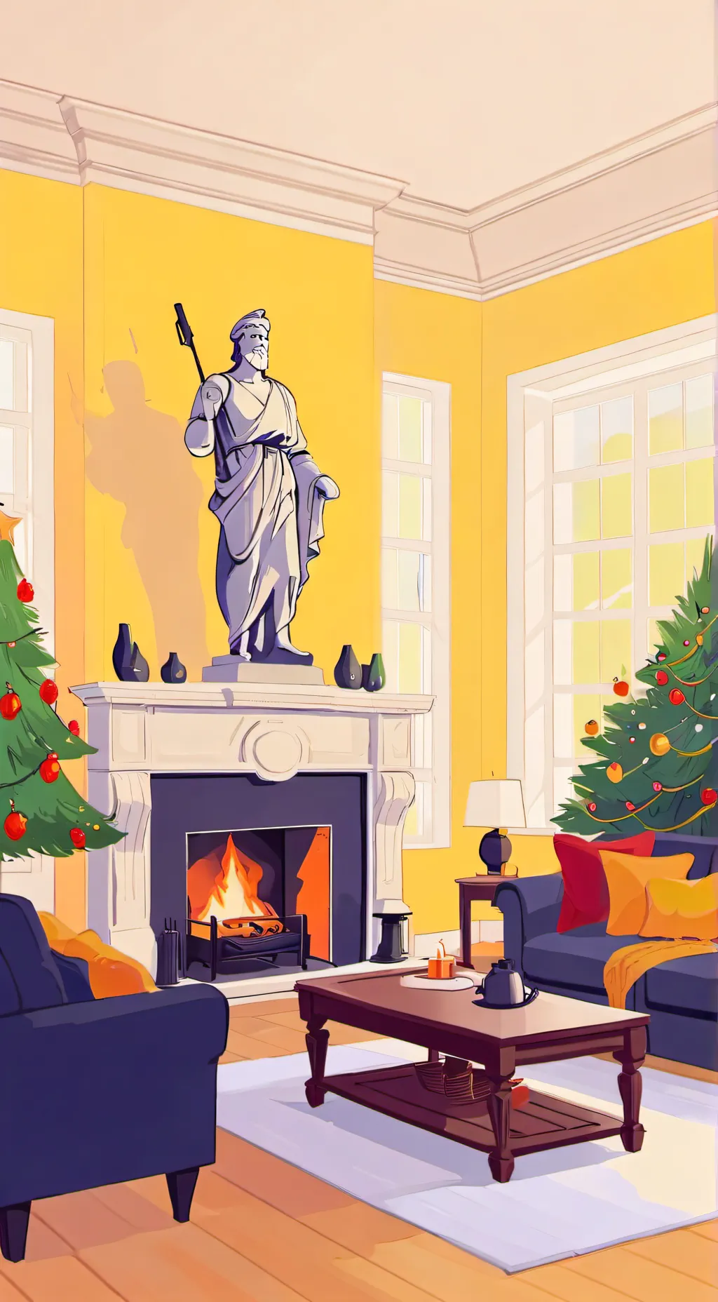 ai character: Greek Gods Xmas background