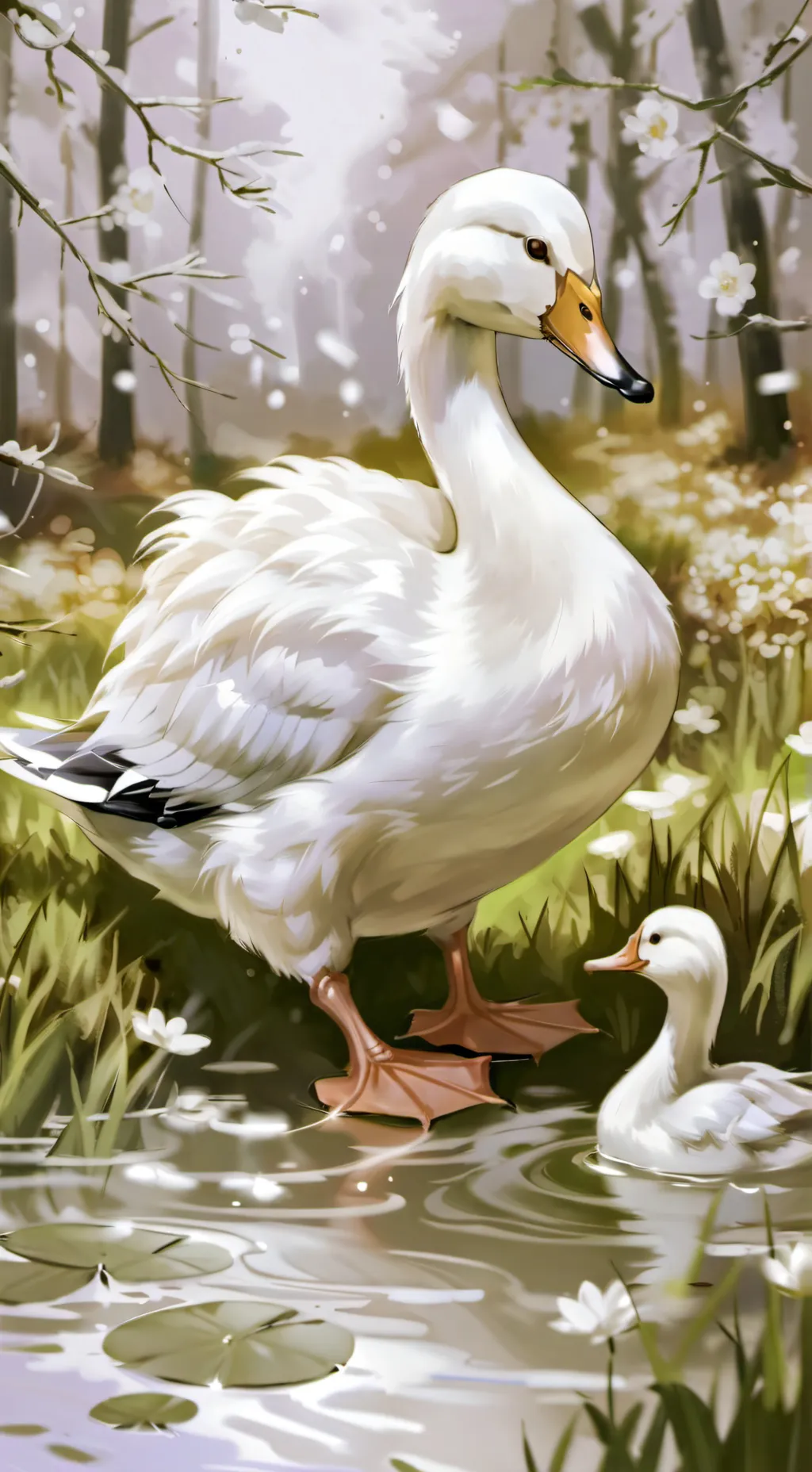 ai character: Duck and Alina background
