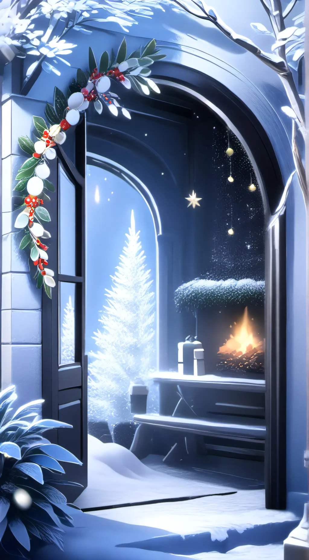 ai character: Christmas group￼ background