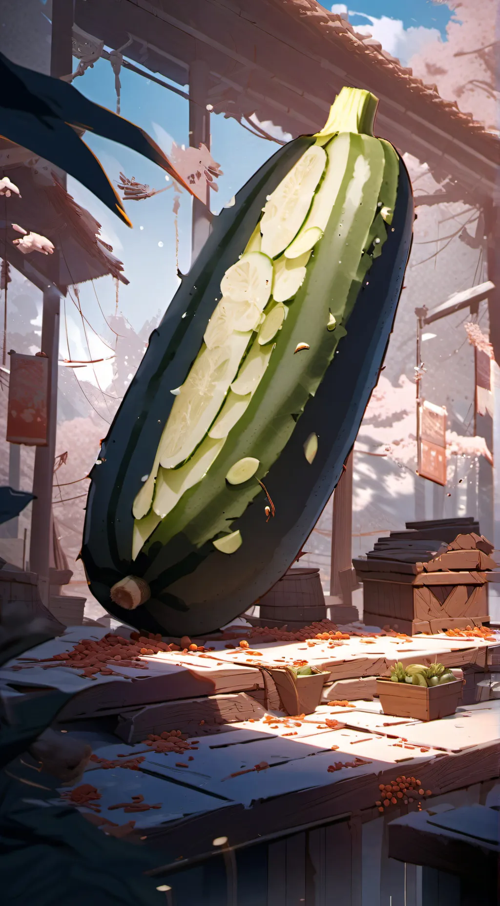 ai character: A simple cucumber background
