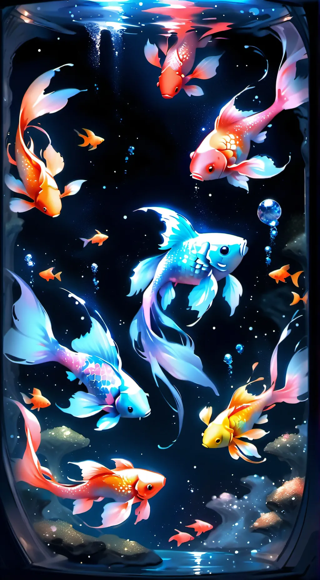 ai character: Galaxy goldfish background