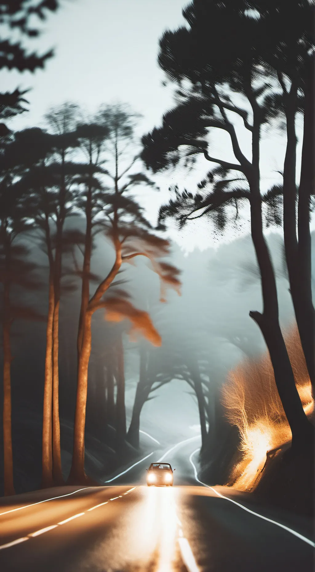 ai character: Horror road trip background