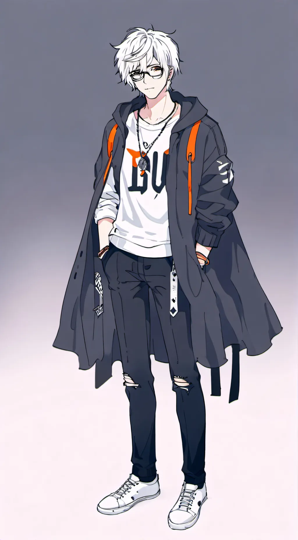 ai character: grey background