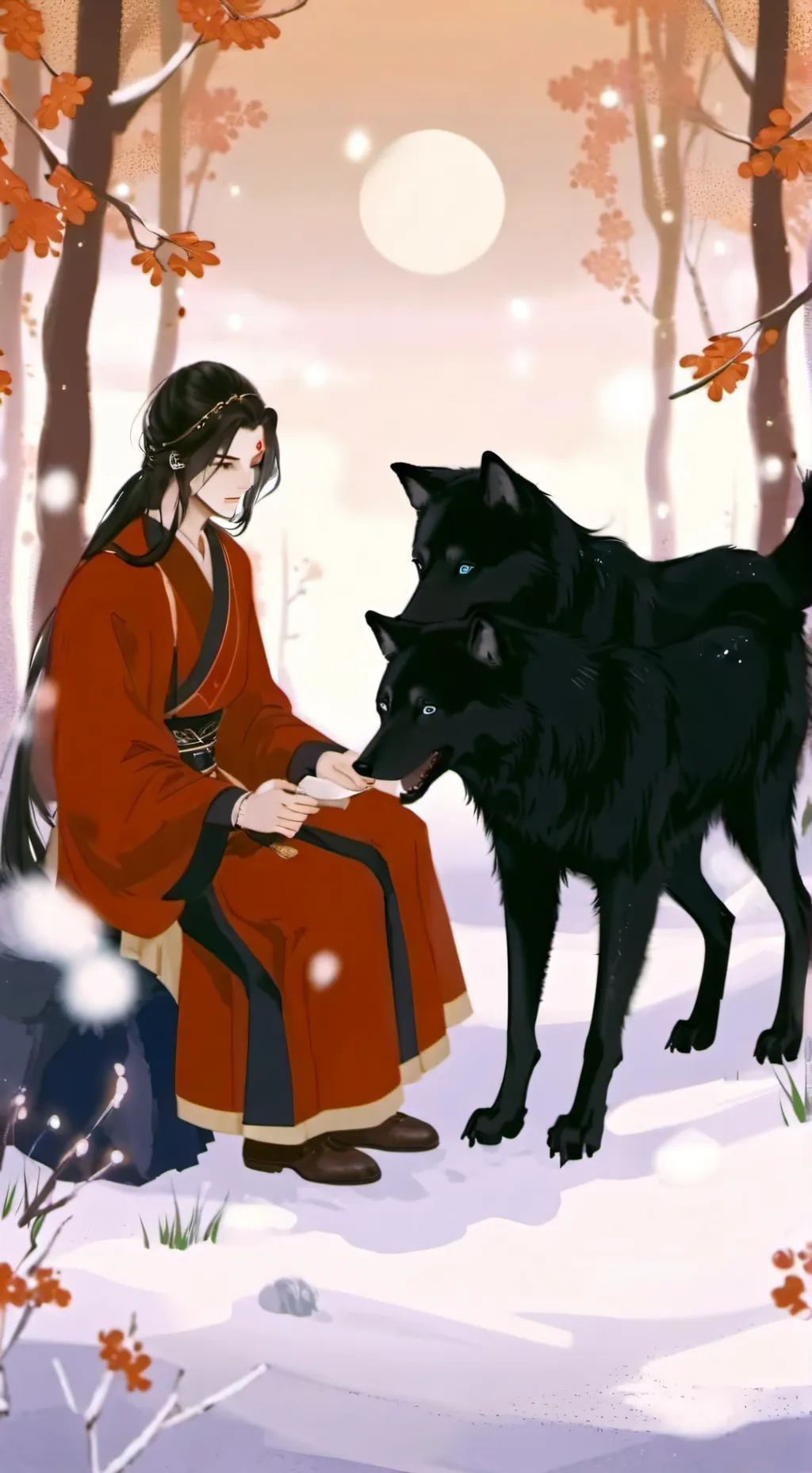 ai character: female wolf pack background