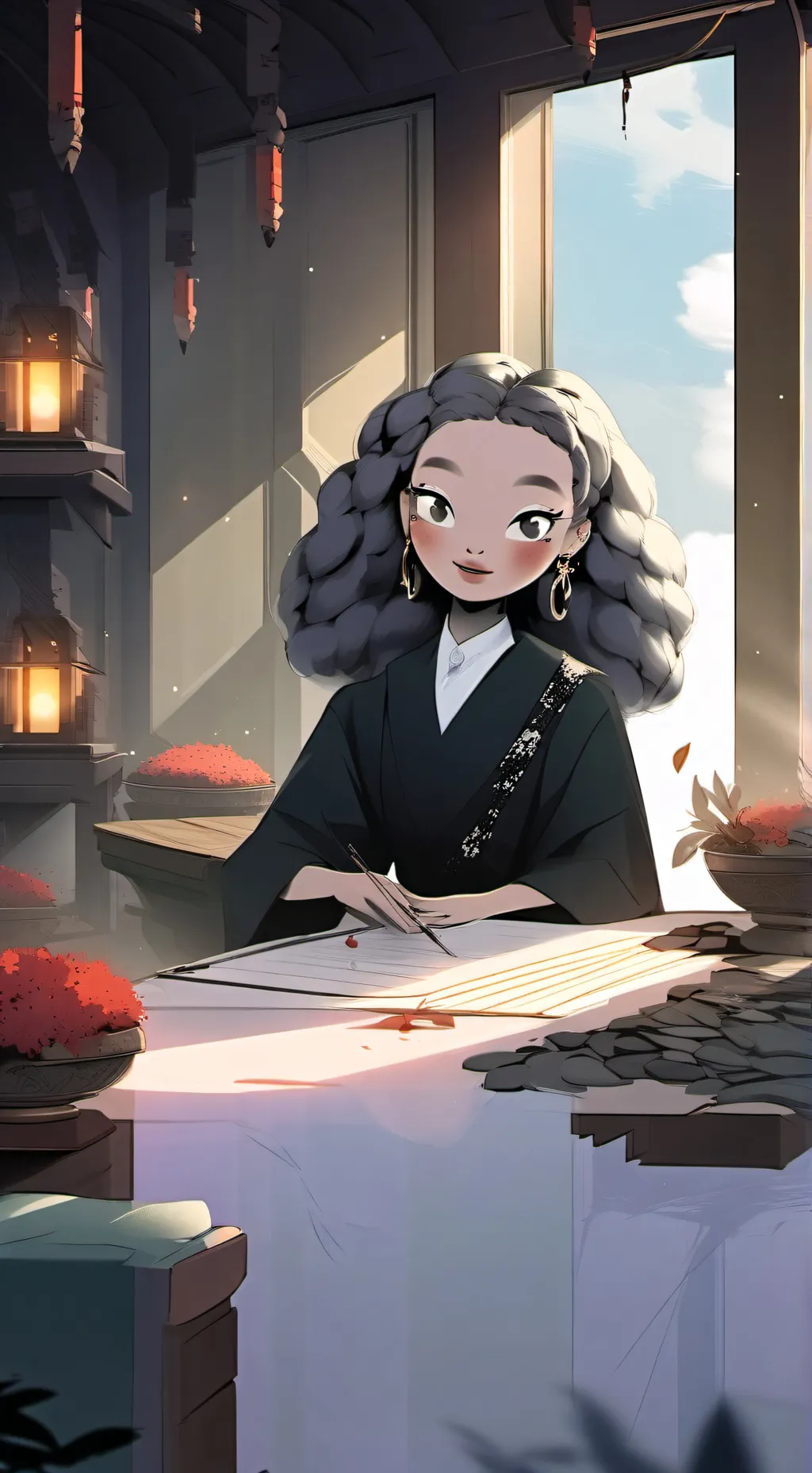 ai character: Nicole steel background