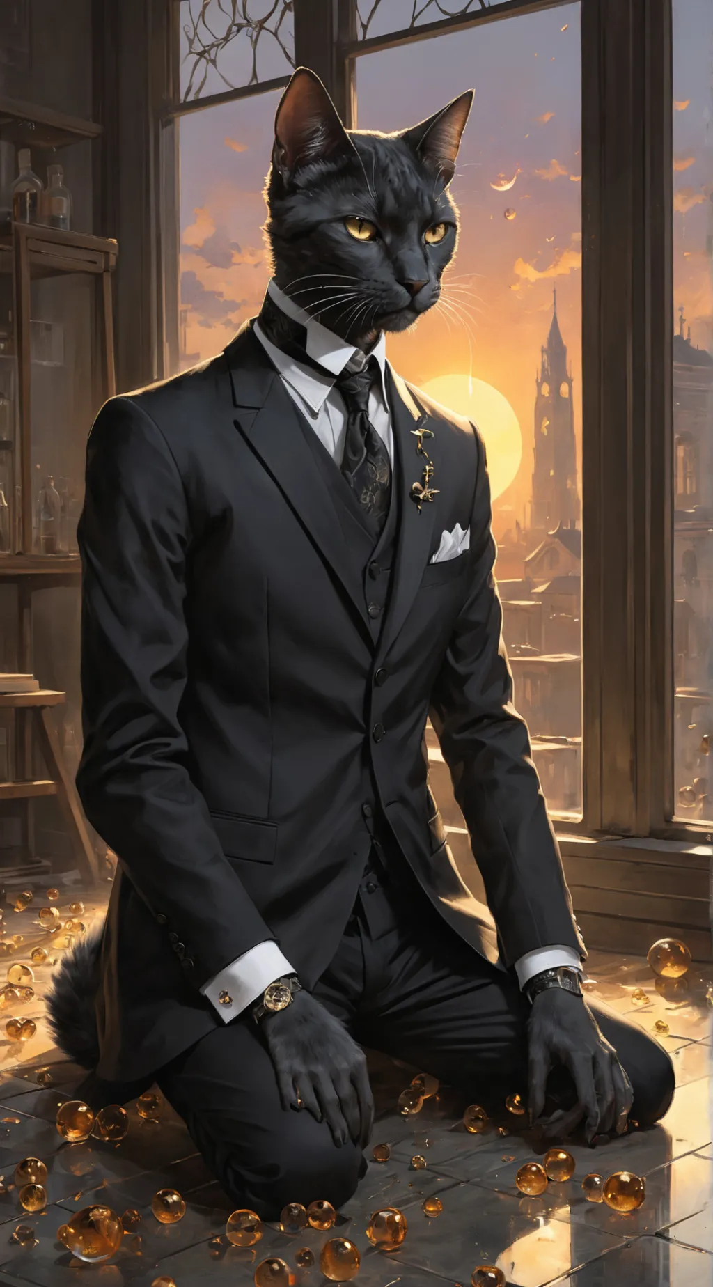 ai character: cat person background