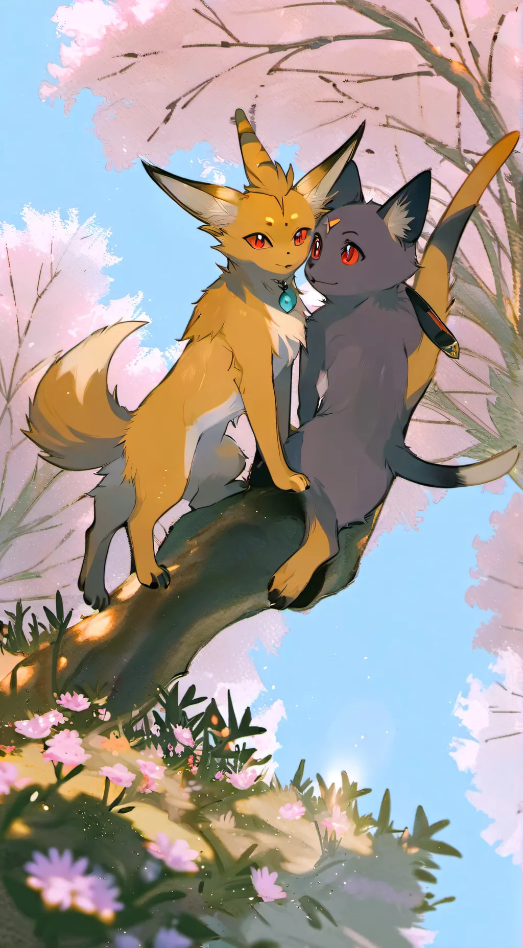 ai character: Flareon × Espeon background