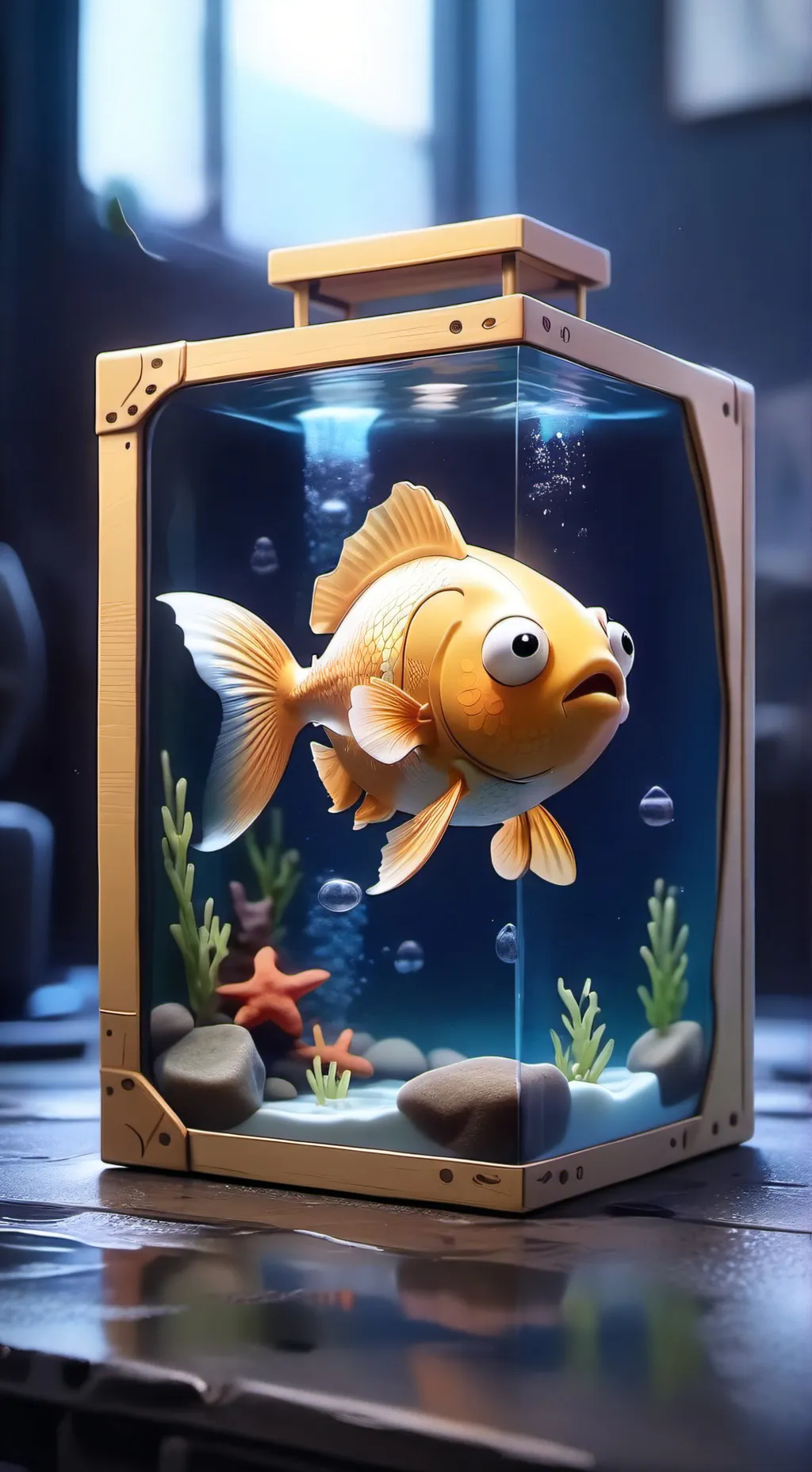 ai character: goldfish background